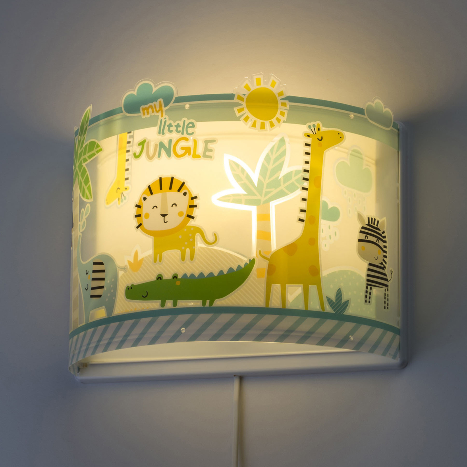 Little Jungle vägglampa för barn med stickpropp