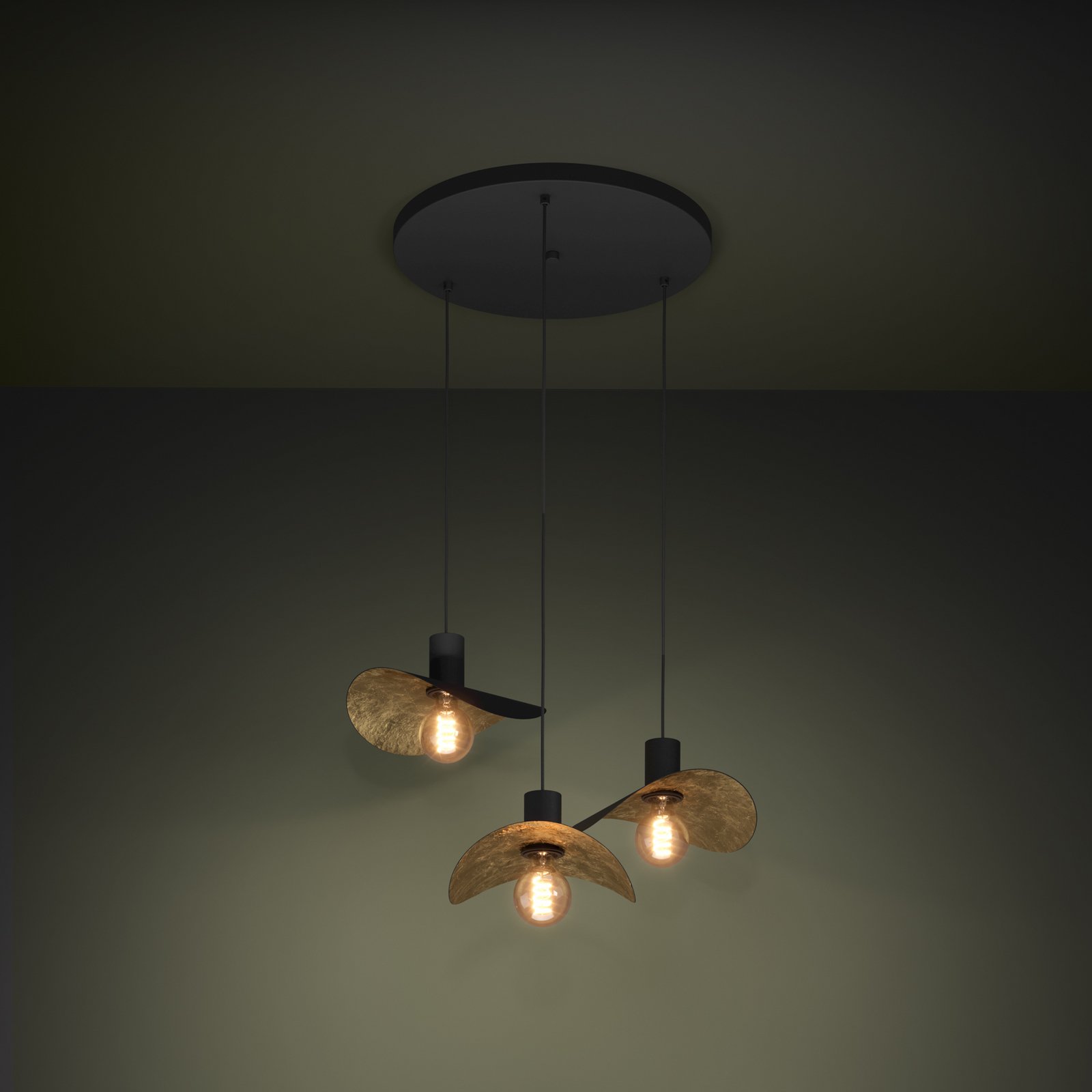 EGLO Stars Of Light Saceda pendant light, 3-bulb, black/gold