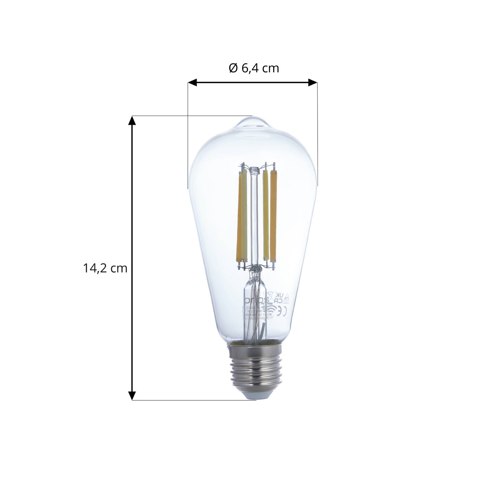 Prios ampoule fil LED E27 ST64 7 W WLAN claire