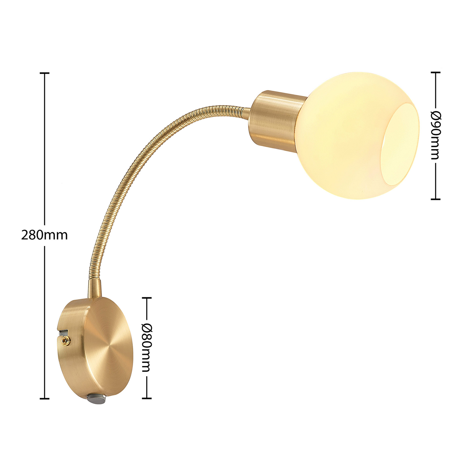 Lindby Lioma wall light with flexible arm, brass