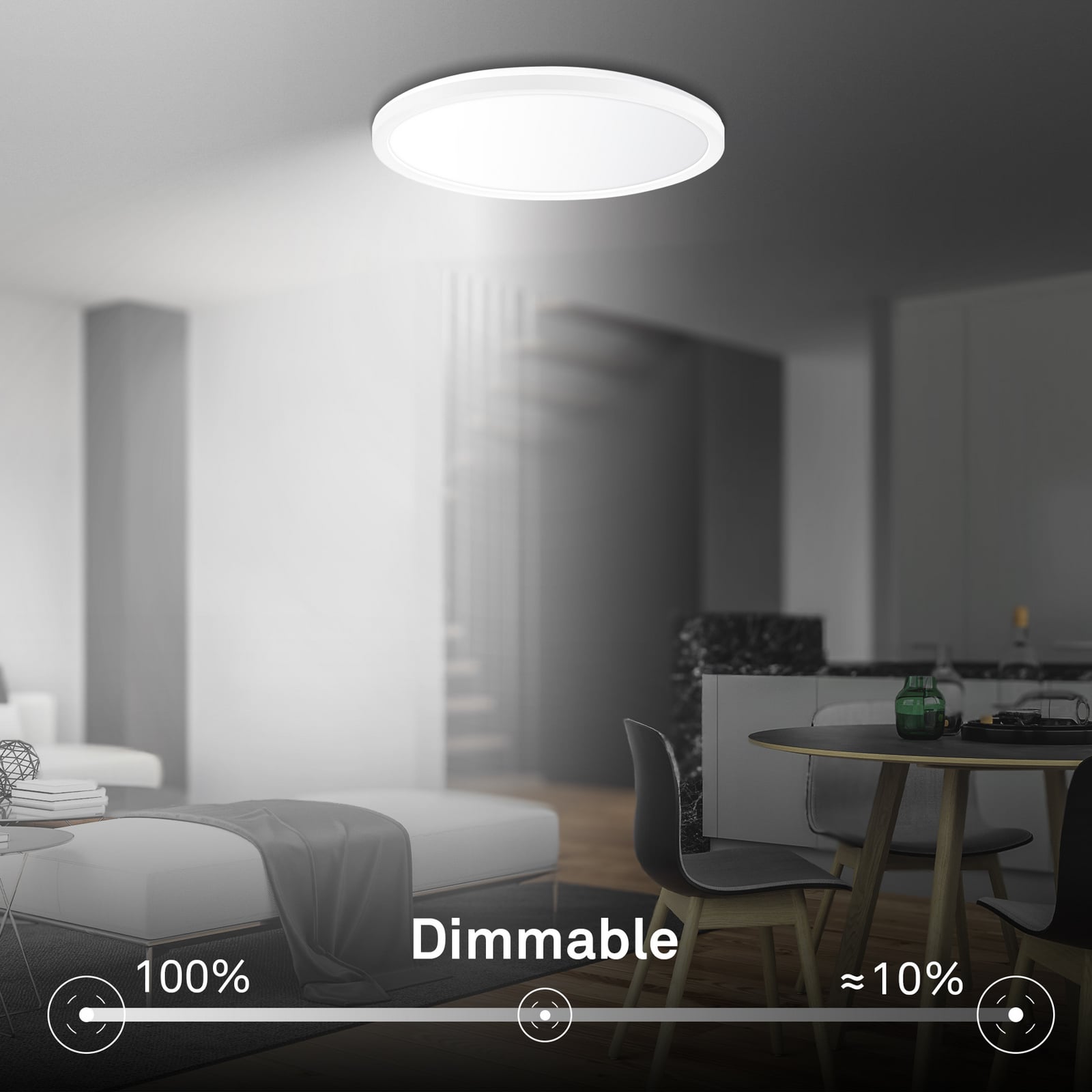 Plafonnier LED Tava A, CCT, Ø 29 cm, blanc, télécommande