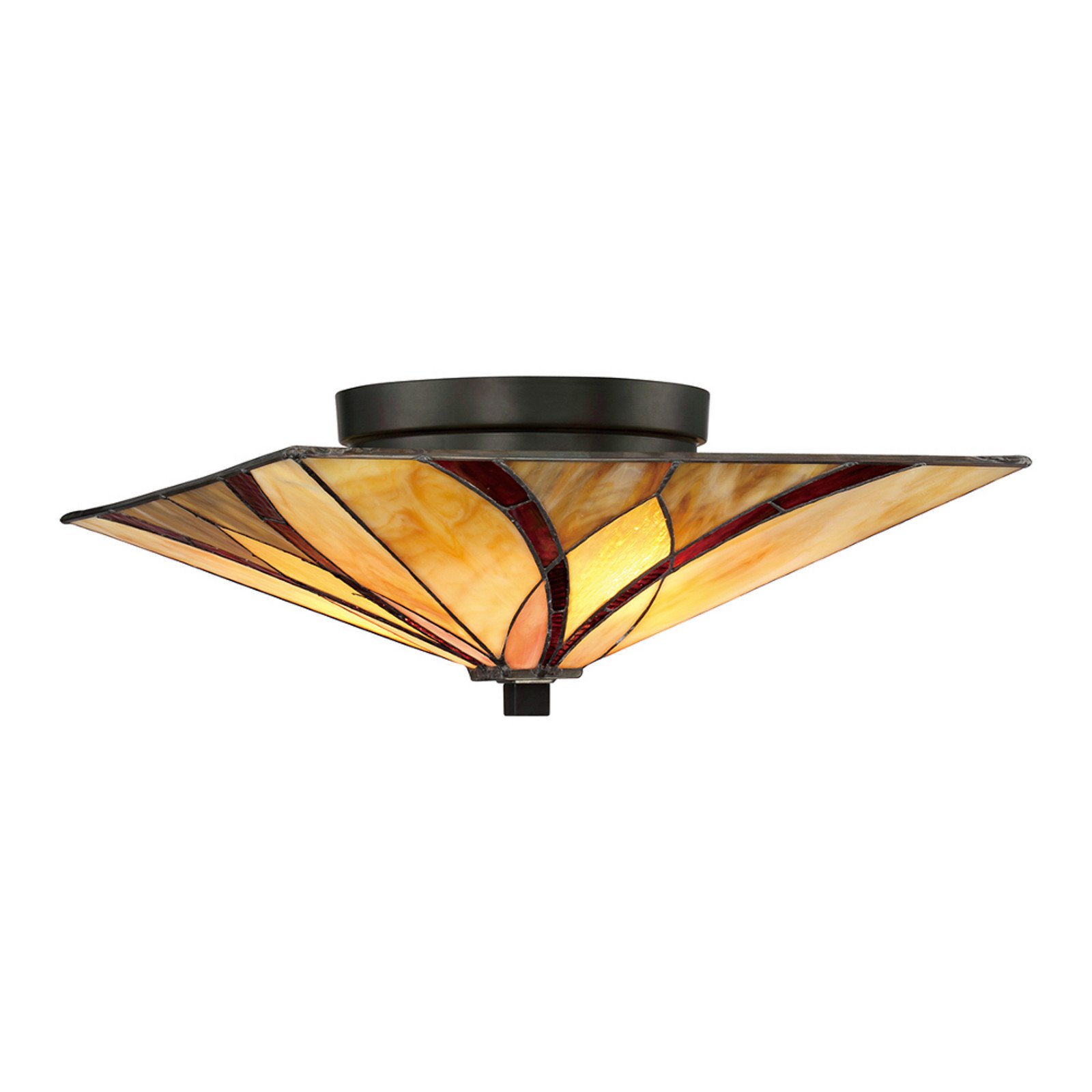 QUOIZEL Plafonieră Asheville stil Tiffany H=167cm - Camera de zi / sufragerie - bronz crem maro - Metal