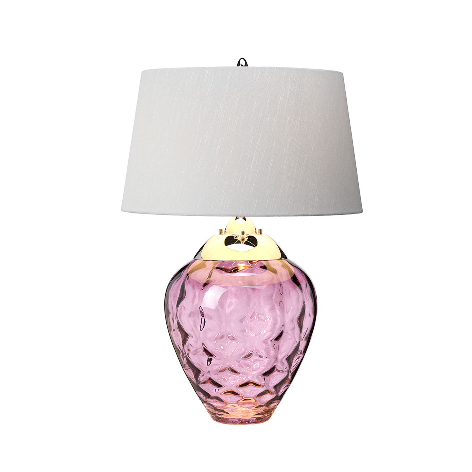 Samara table lamp, Ø 45.7 cm, pink, fabric, glass, 2-bulb