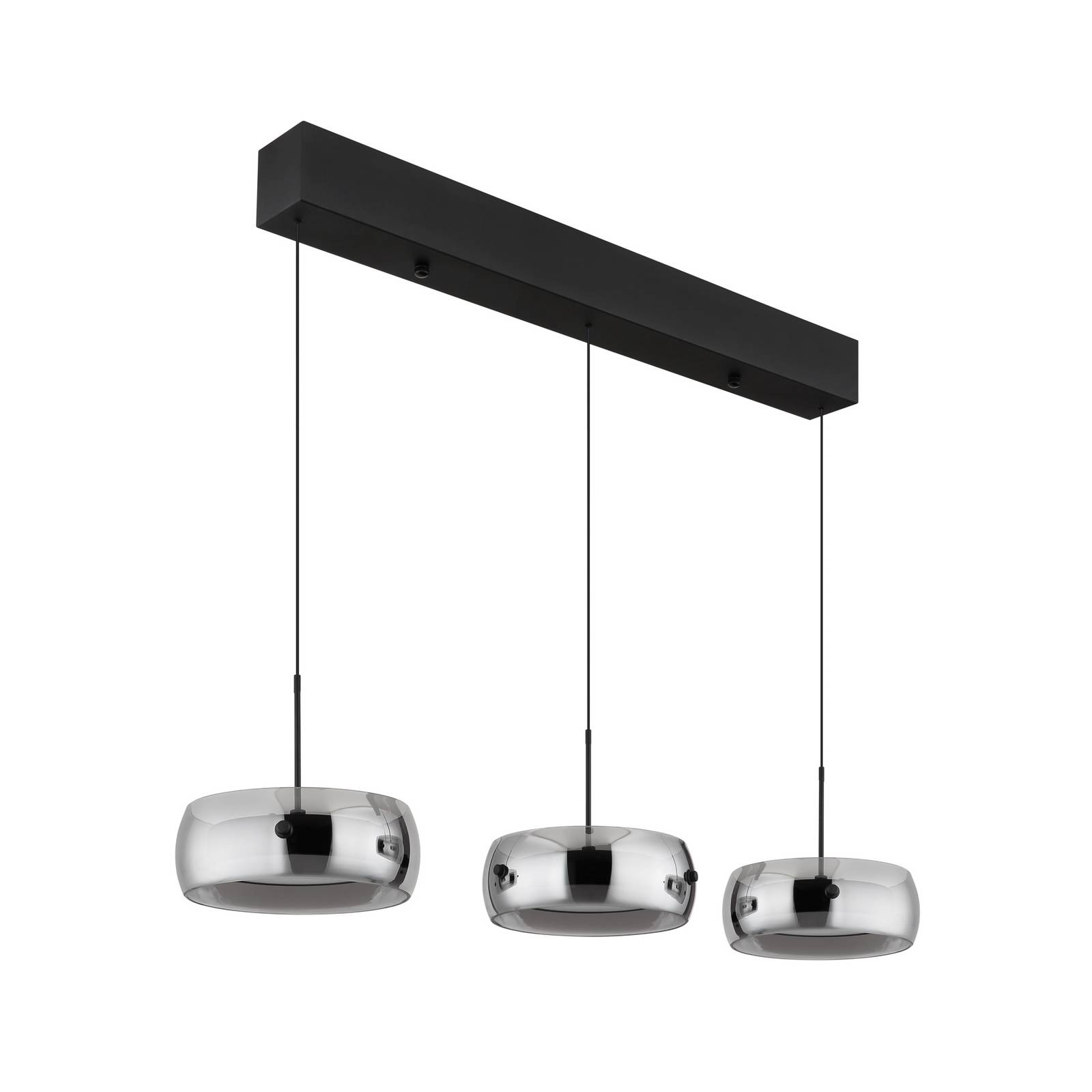 LED-Hängeleuchte Livion, rauchgrau/schwarz, Glas, 85 cm