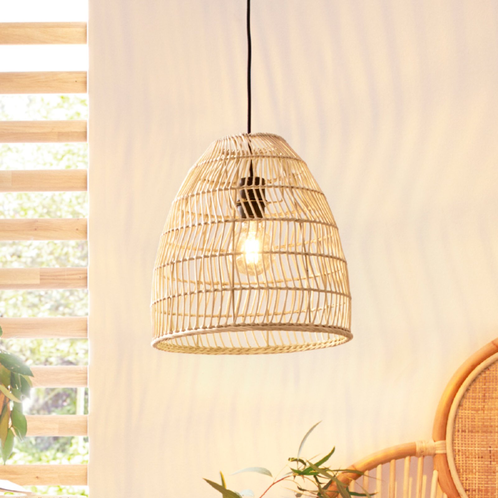 Ayesgarth pendant light with a rattan lampshade