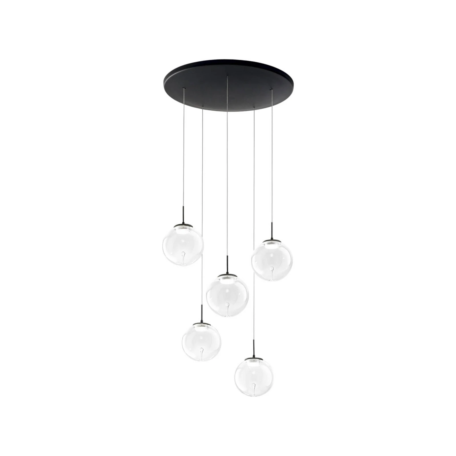 LED függőlámpa Ariel, 5 lámpás, kerek, fokozatmentes dimmer, CCT