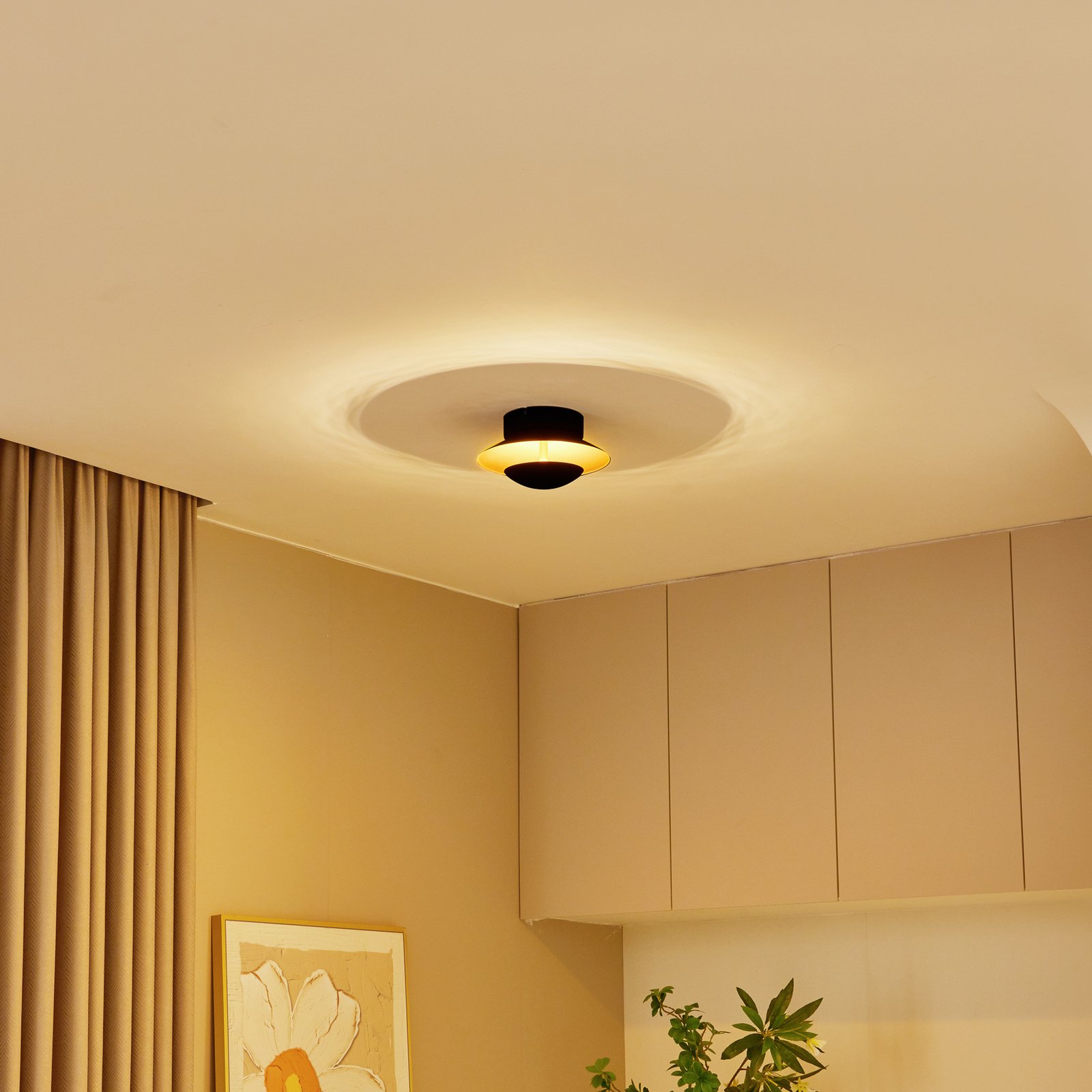Lindby Tiama LED plafondlamp metaal zwart goud