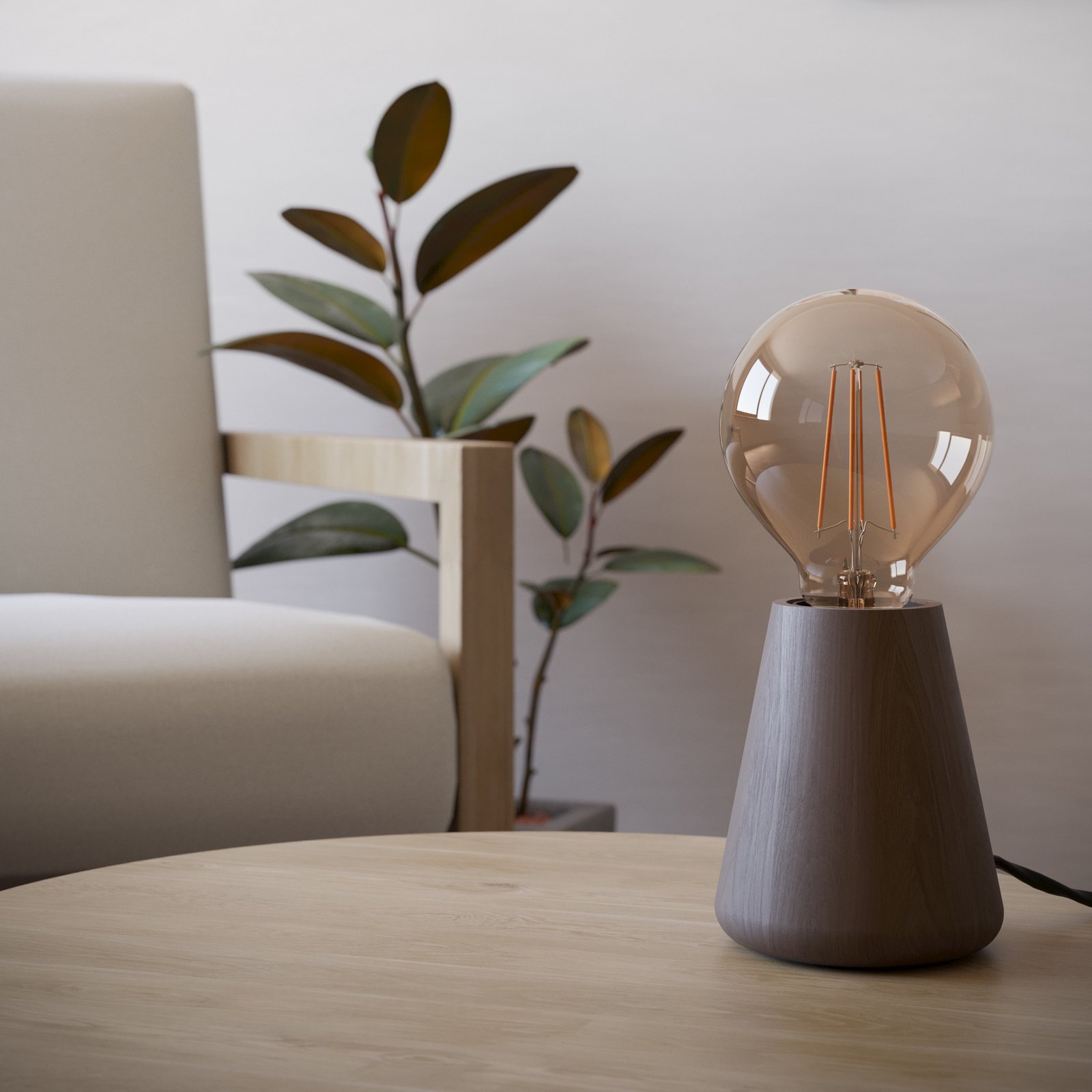 Asby bordslampa, mörkt trä, höjd 10 cm, trä