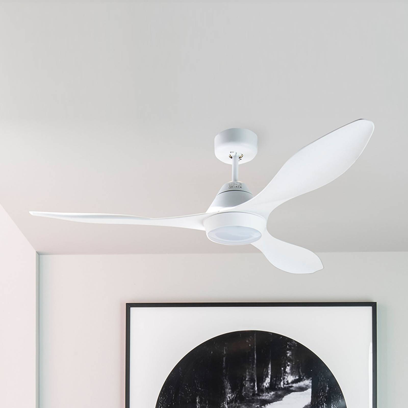 FARO BARCELONA Ventilateur plafond LED Polaris L 3 pales blanc