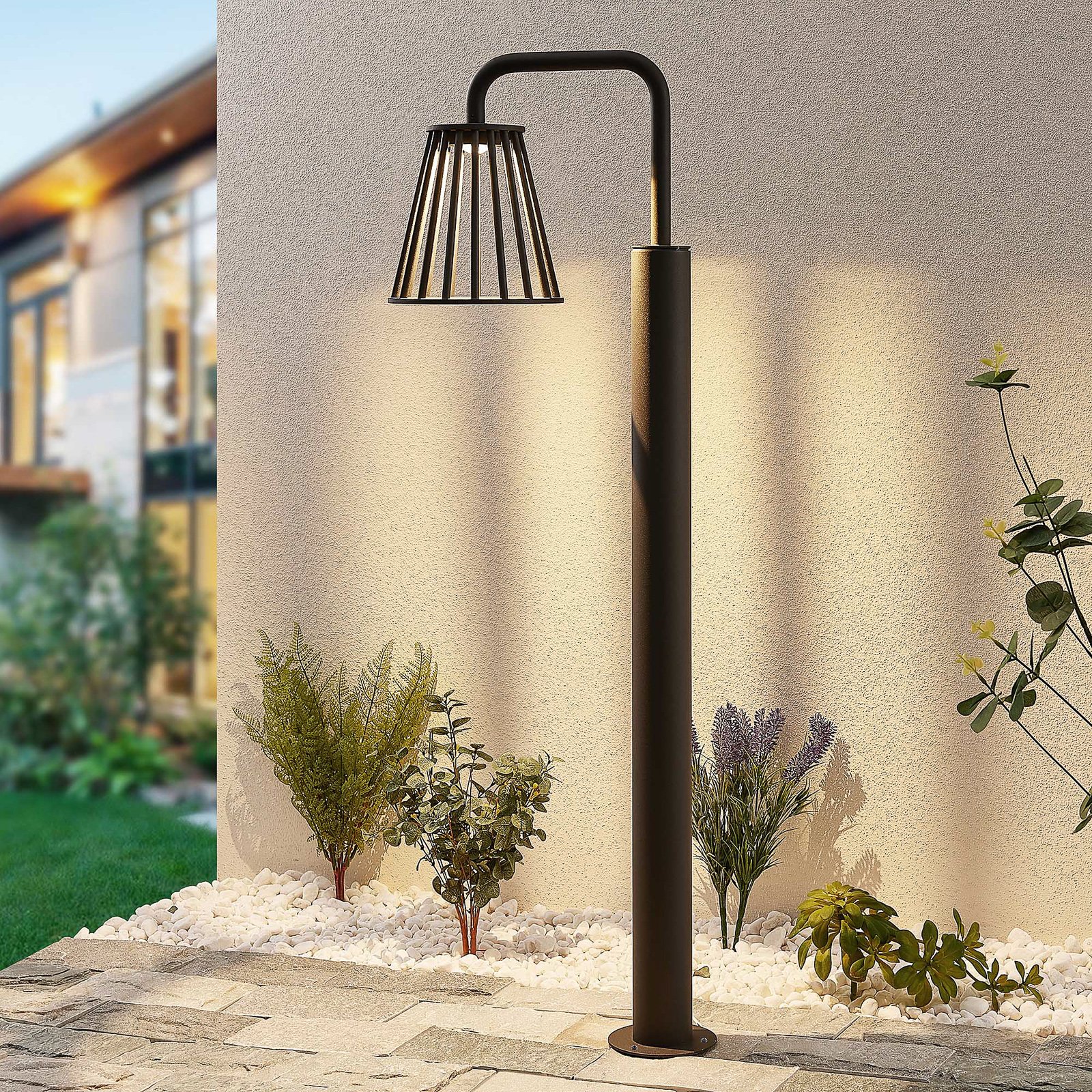 Lucande Miray LED outdoor path light, 100 cm, aluminium, plastic, 9.6 W, energy efficiency: A+, W: 18 cm, H: 100 cm
