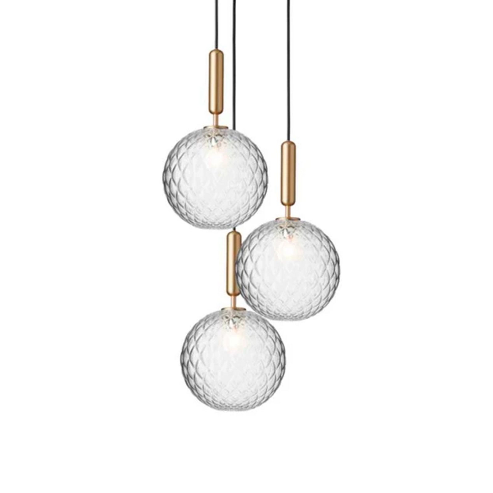 Miira 3 Chandelier Large Brass/Optic Clear - Nuura