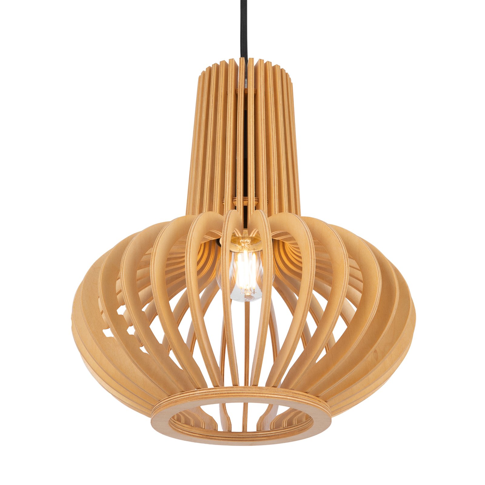 Maytoni Roots pendant light, Ø 25 cm, height 29 cm, beige, wood