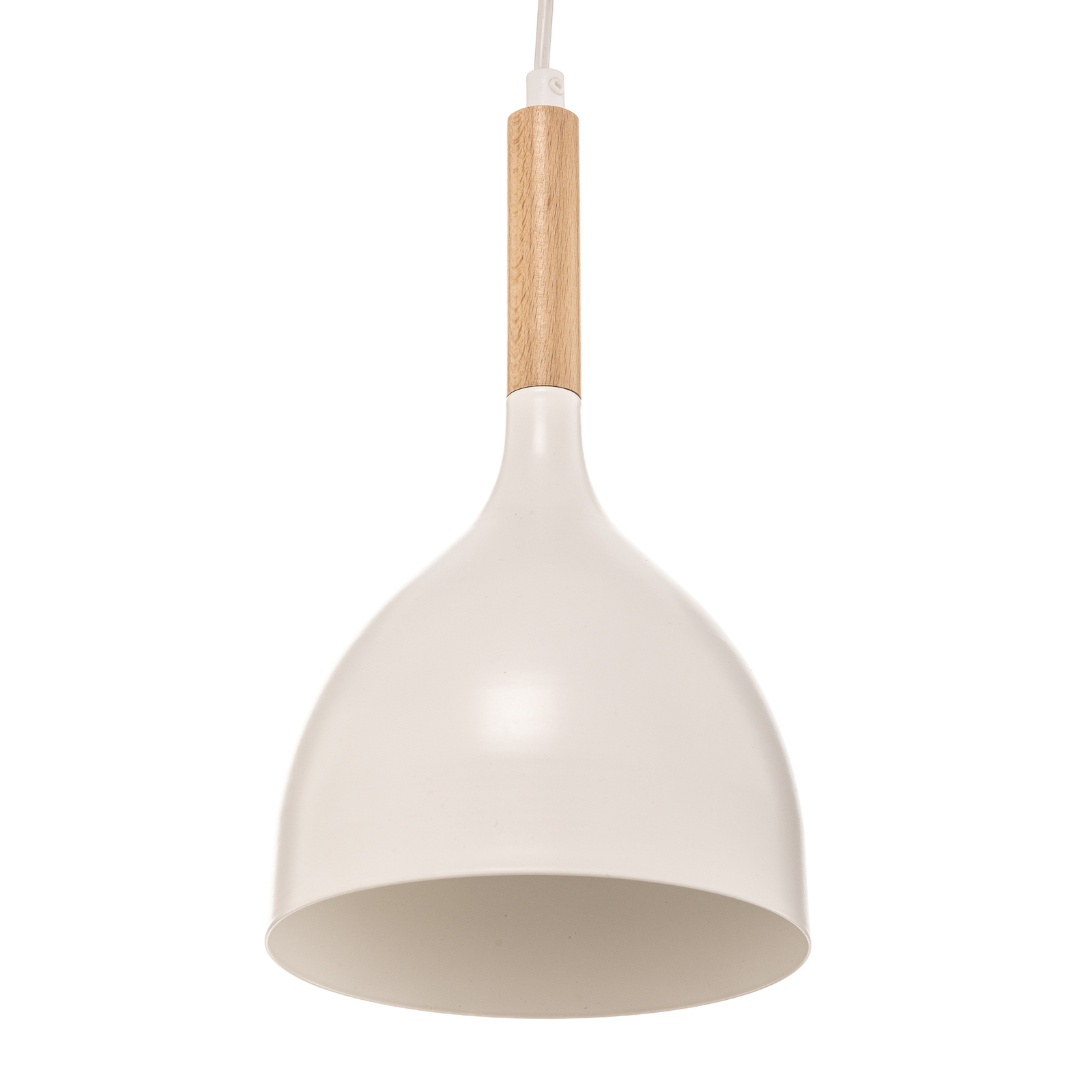 Lámpara colgante Noak de 4 luces larga de color blanco/madera Natur