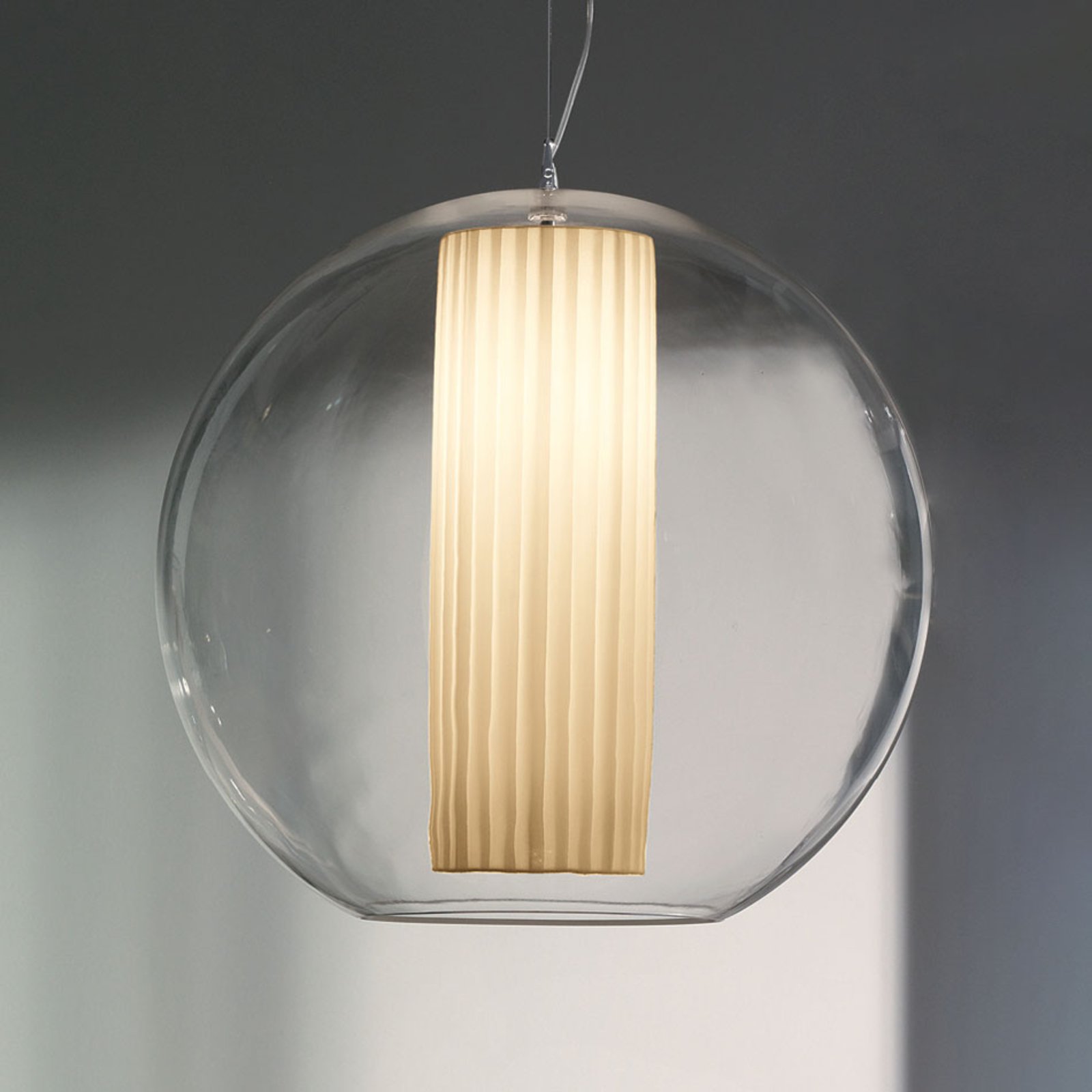 Modo Luce Bolla hængelampe i stof, hvid, Ø 60 cm