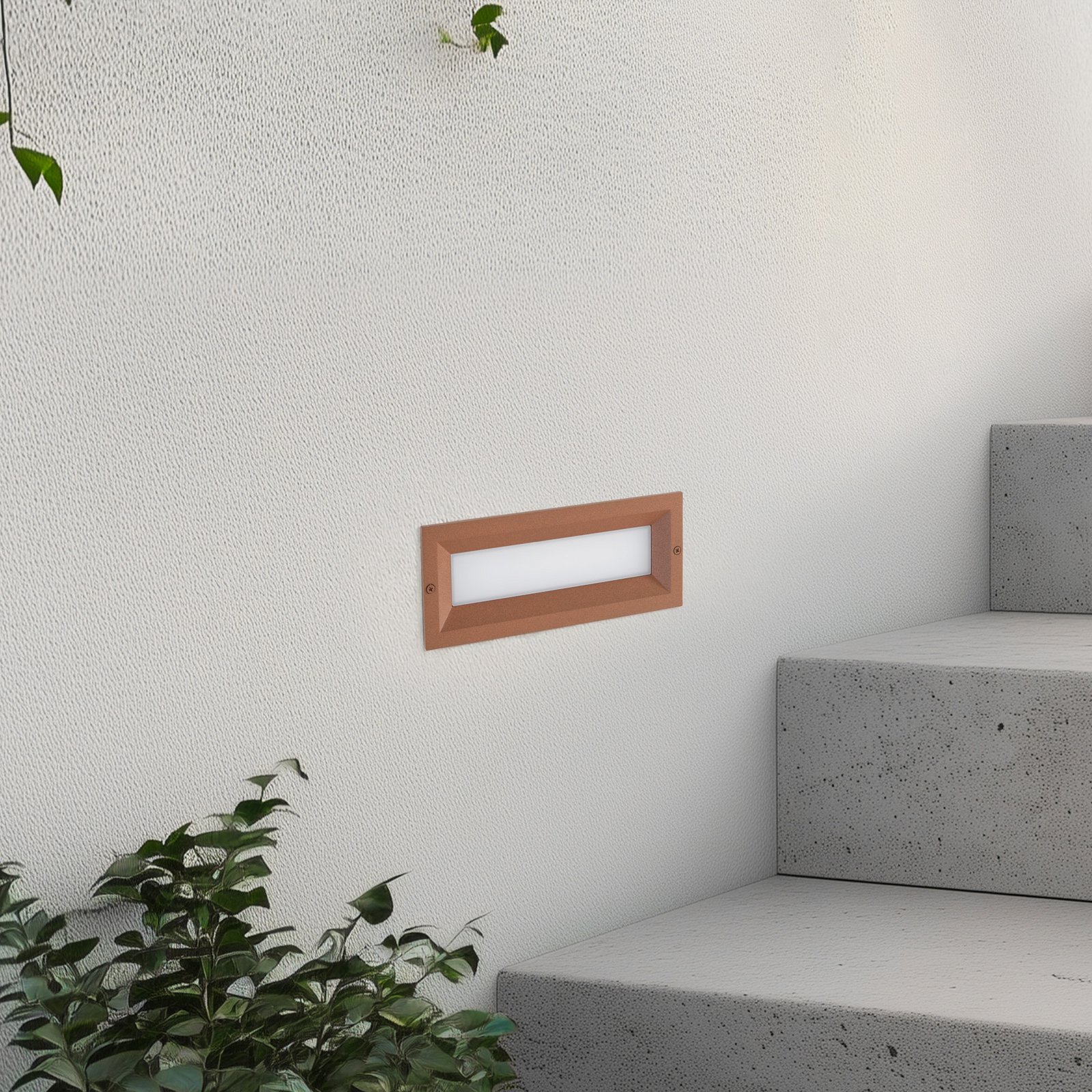 Lachlain LED innfelt vegglampe, 25 cm, rust, IP65 - Lucande Lachlain LED innfelt vegglampe, 25 cm, rust, IP65 - Lucande