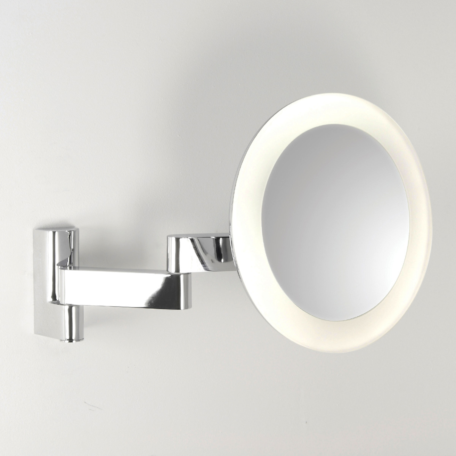 Astro Niimi Round sminkespejl med LED-belysning - væglampe - moderne badeværelselampe  - chrom i glans, hvid, spejl - metal, glas