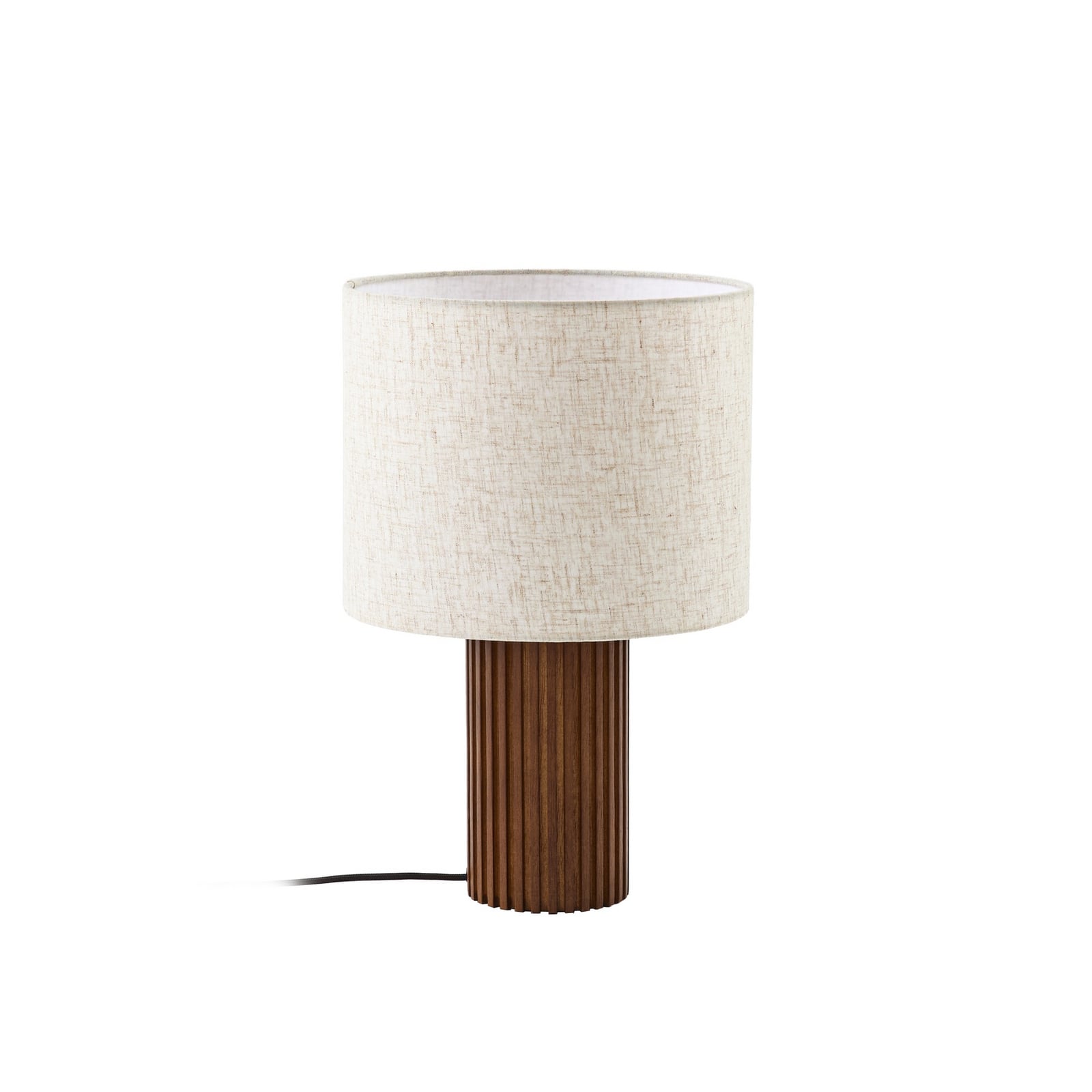 Kimiko table lamp, walnut wood, fabric, height 38 cm, E27 - Lindby
