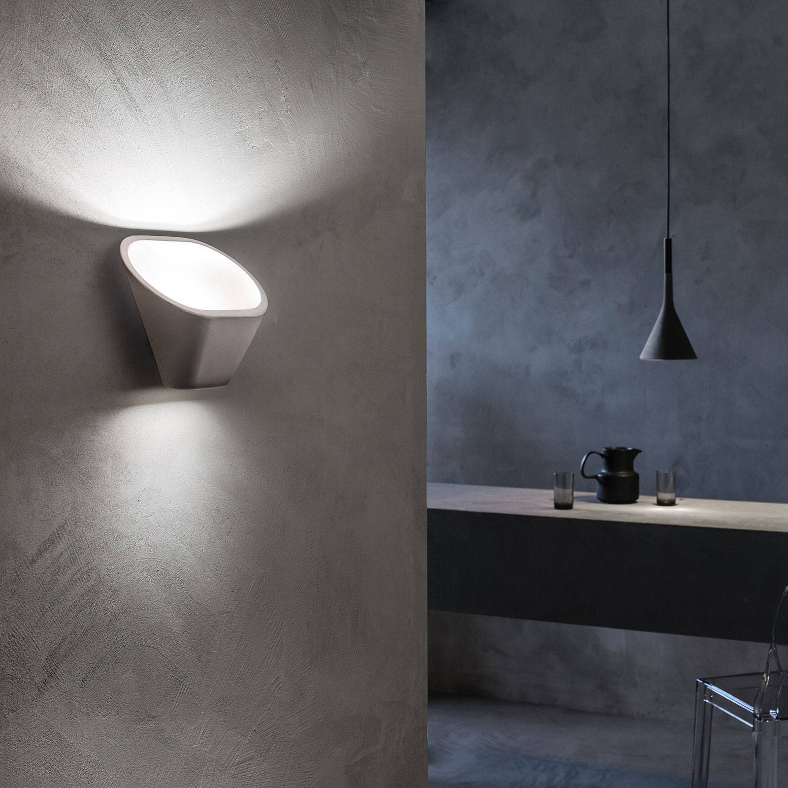 Foscarini Aplomb R7s wall light, concrete, white, for Living / Dining Room, Concrete, metal, aluminium, R7s, 17.5 W, W: 30 cm, H: 24 cm