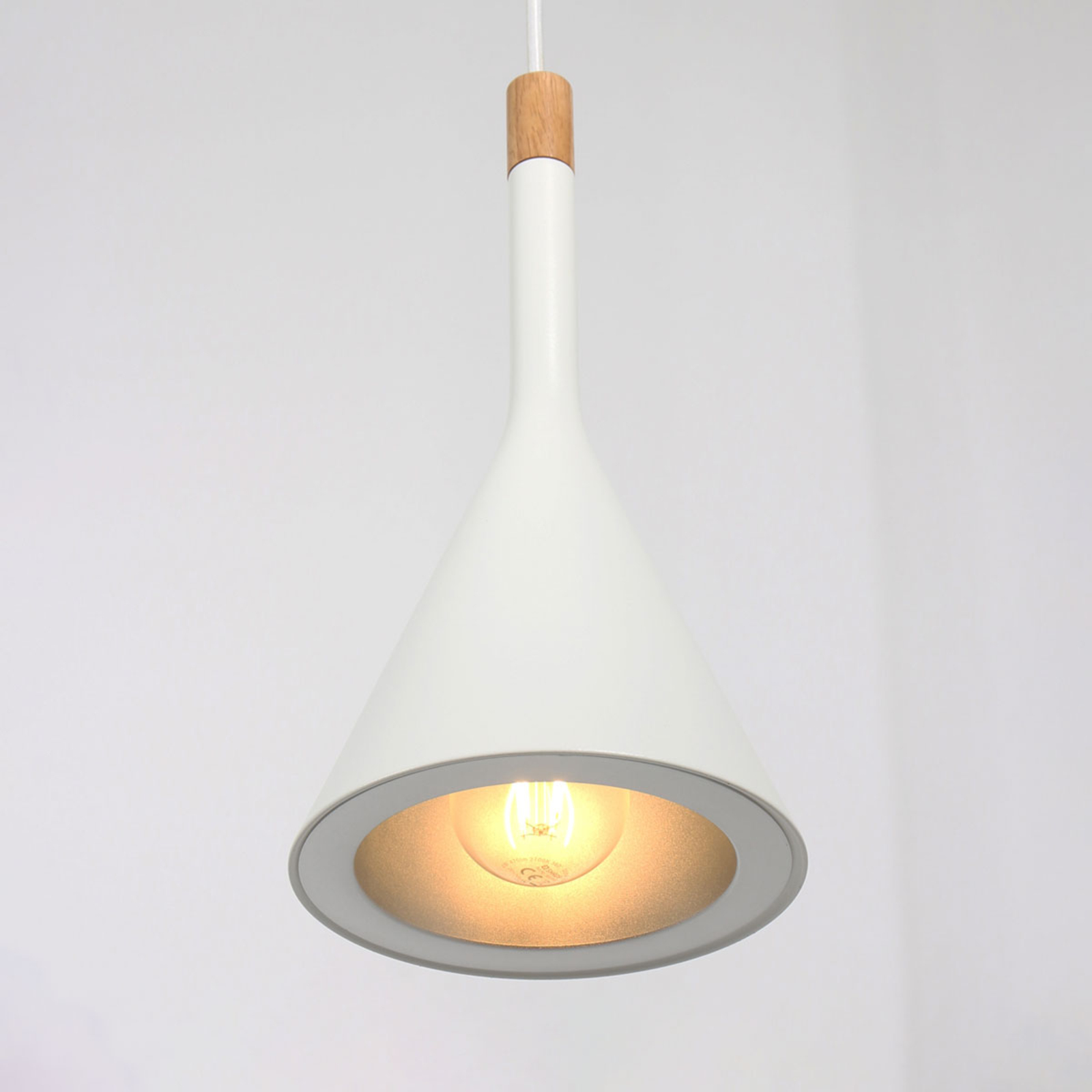 Steinhauer BV Cornucopia hanging light 1-bulb white, for Living / Dining Room, metal, E27, 60 W, energy efficiency: A++