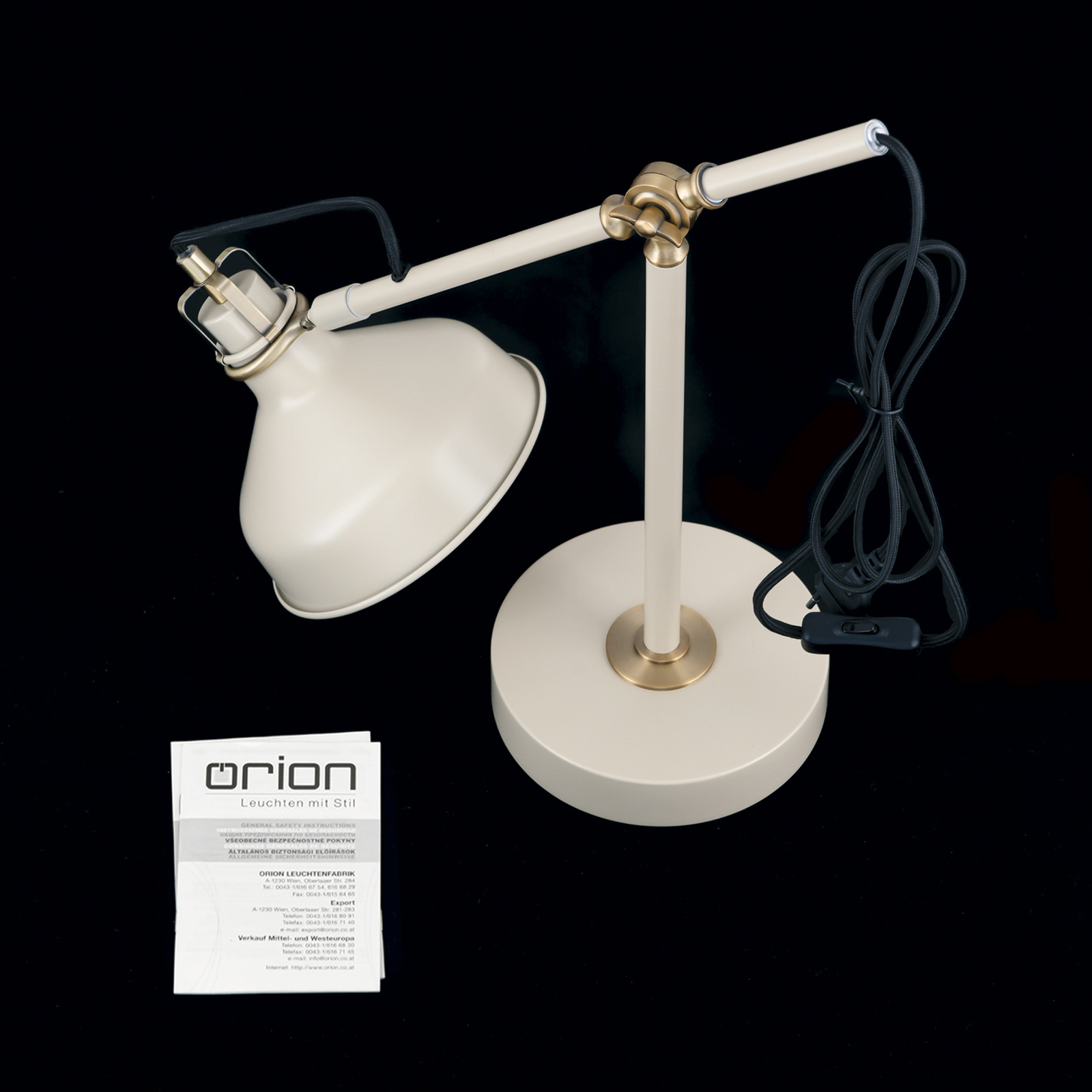 Stolná lampa Schiller, khaki, kov, výška 59 cm, nastaviteľná