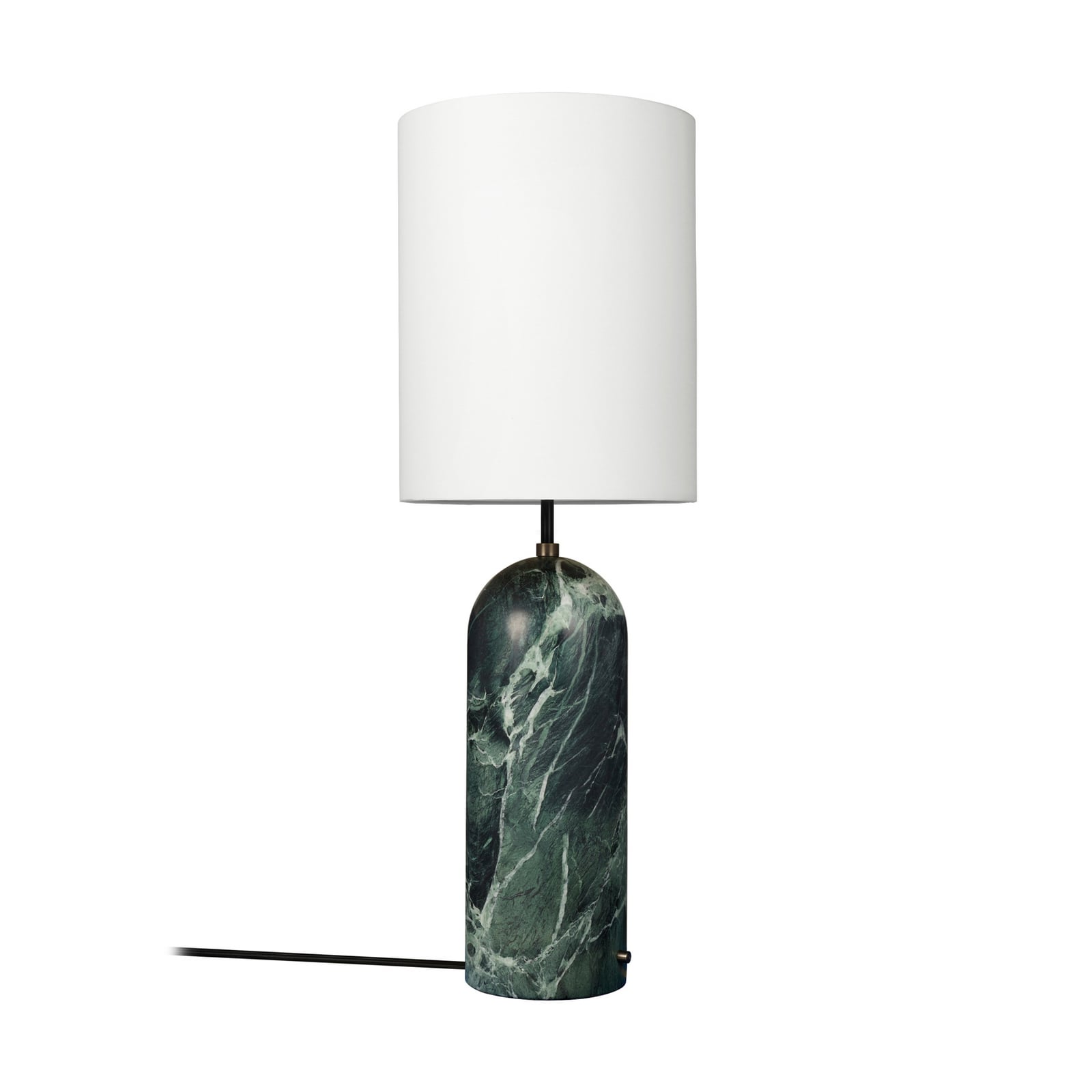 GUBI Stehlampe Gravity XL High, Marmor grün, Textil weiß GUBI Stehlampe Gravity XL High, Marmor grün, Textil weiß