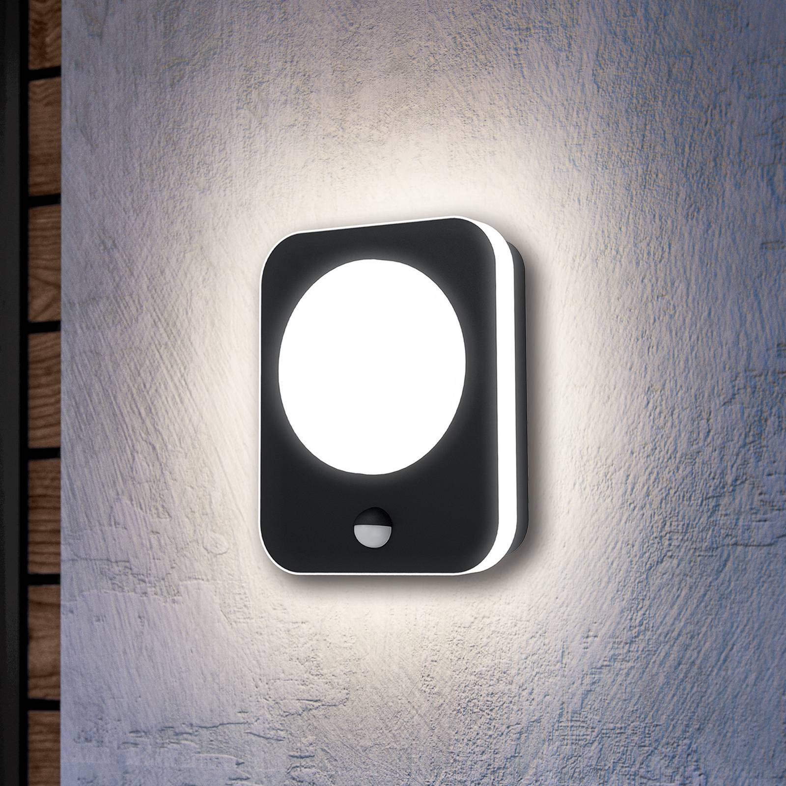 EGLO Applique d'extérieur LED Madriz, noire, largeur 23 cm, capteur