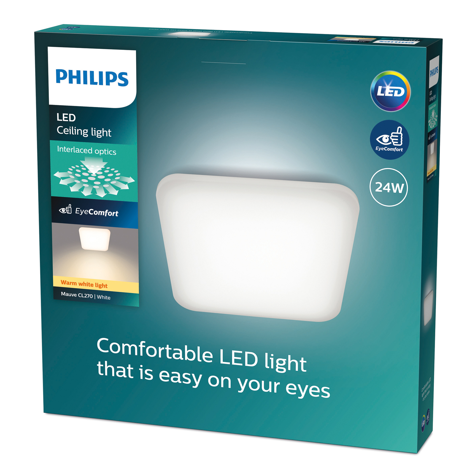 Philipsova stropna svetilka LED Mauve 2.700K 43 x 43 cm