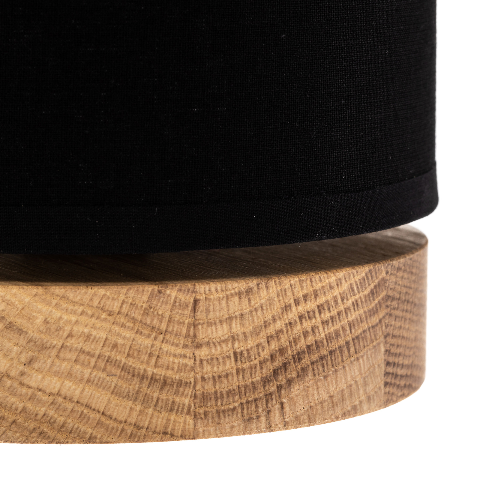 Lámpara mesa Canvas madera de roble redondo, negro