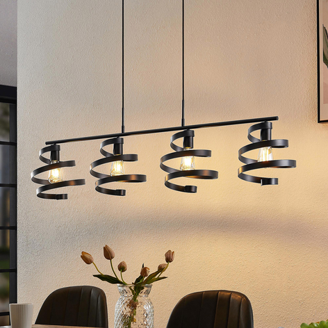 Lindby Colten lámpara colgante, 4 luces, negro