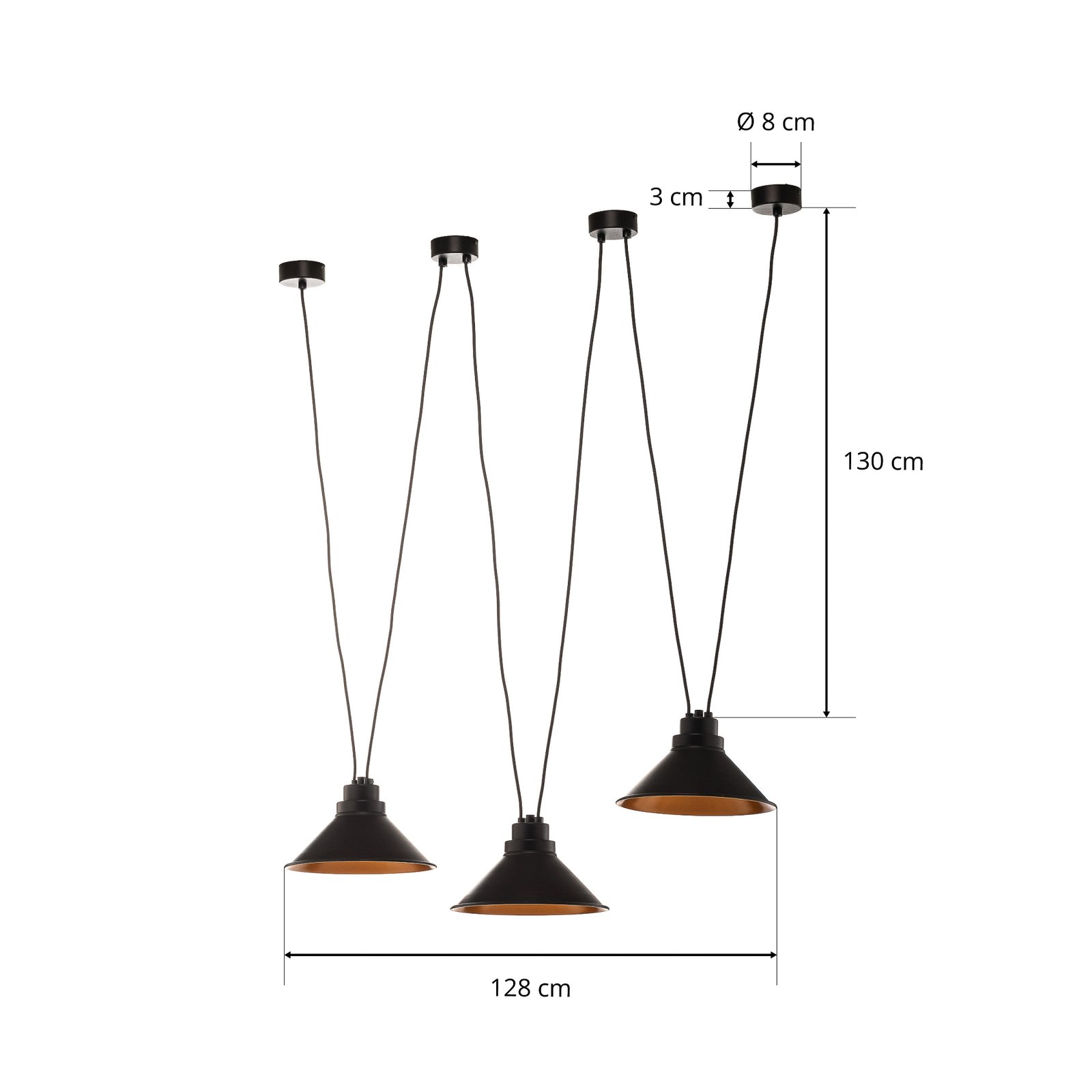 Perm III hanging light black, can be mounted variably