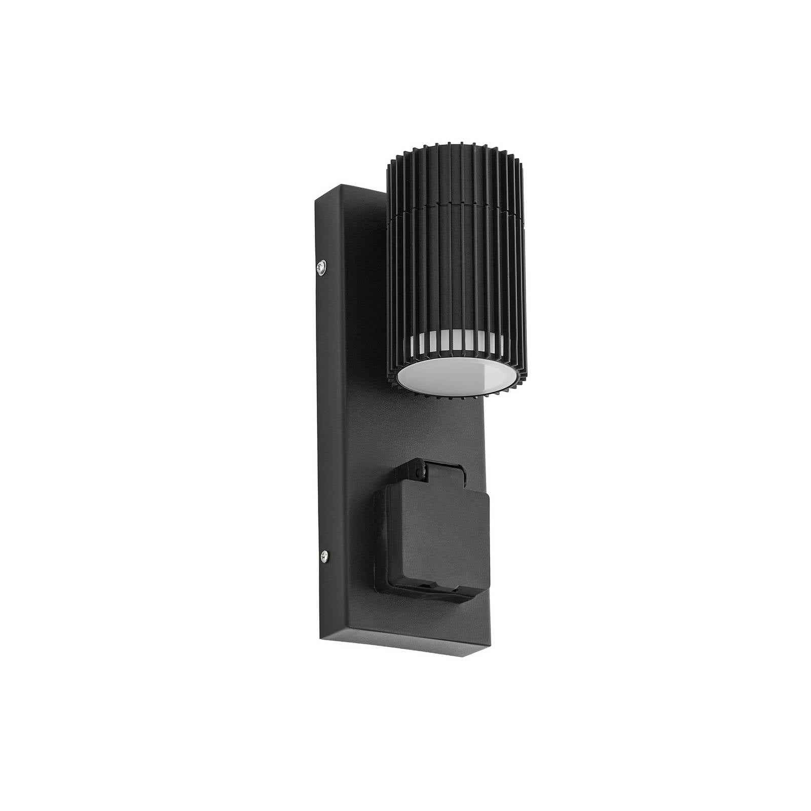 Lindby Außenwandlampe Enerio, schwarz, Steckdose, GU10, IP44
