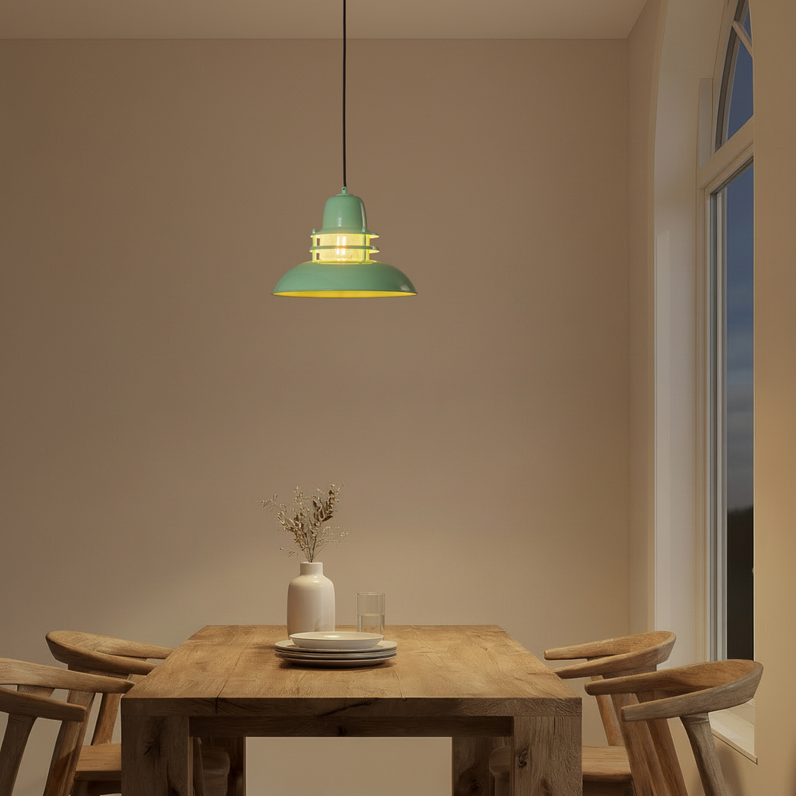 Lampa wisząca Lorenz, miętowa zieleń, Ø 34 cm, metal, E27