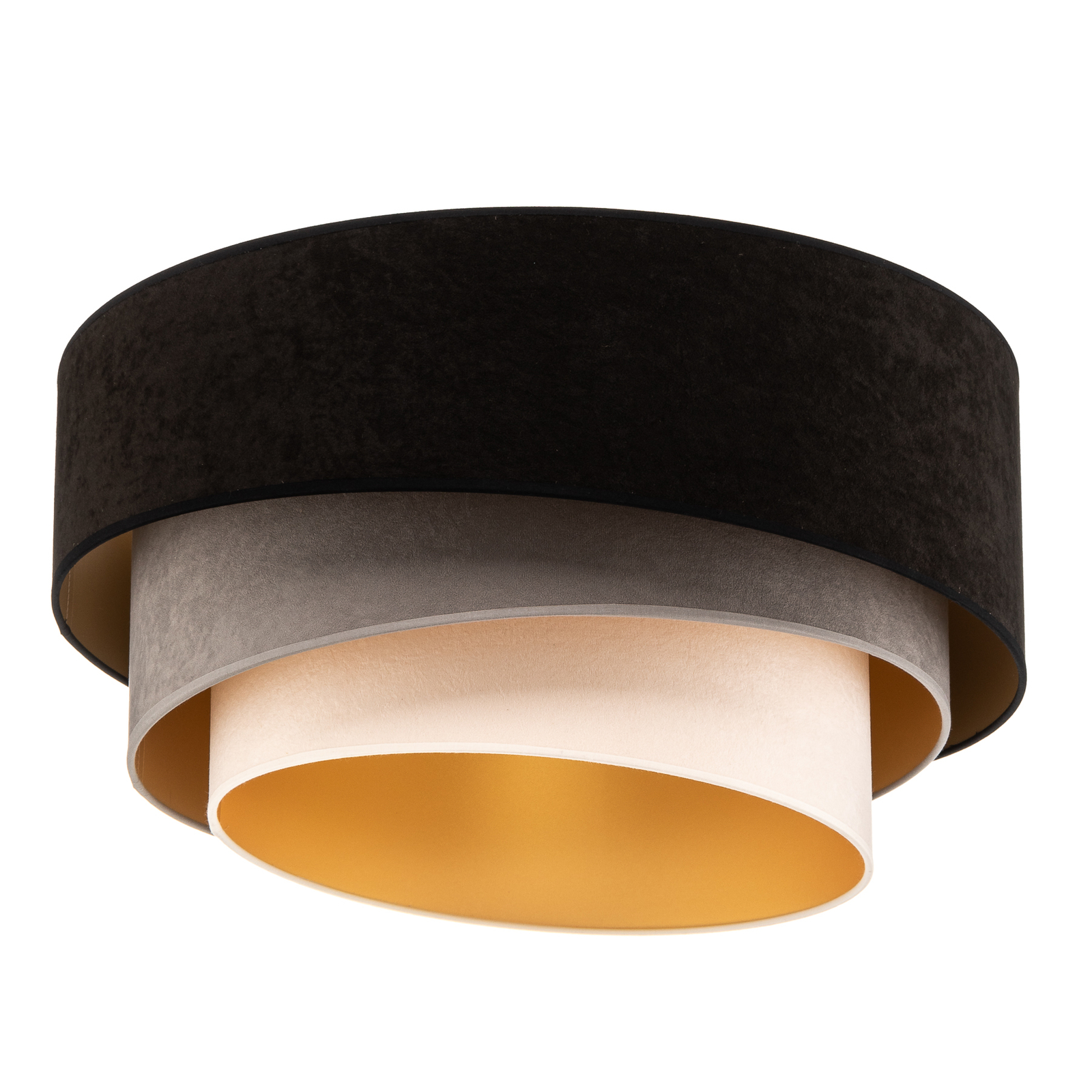 Plafondlamp Devon, zwart/grijs/ecru/goud Ø60cm