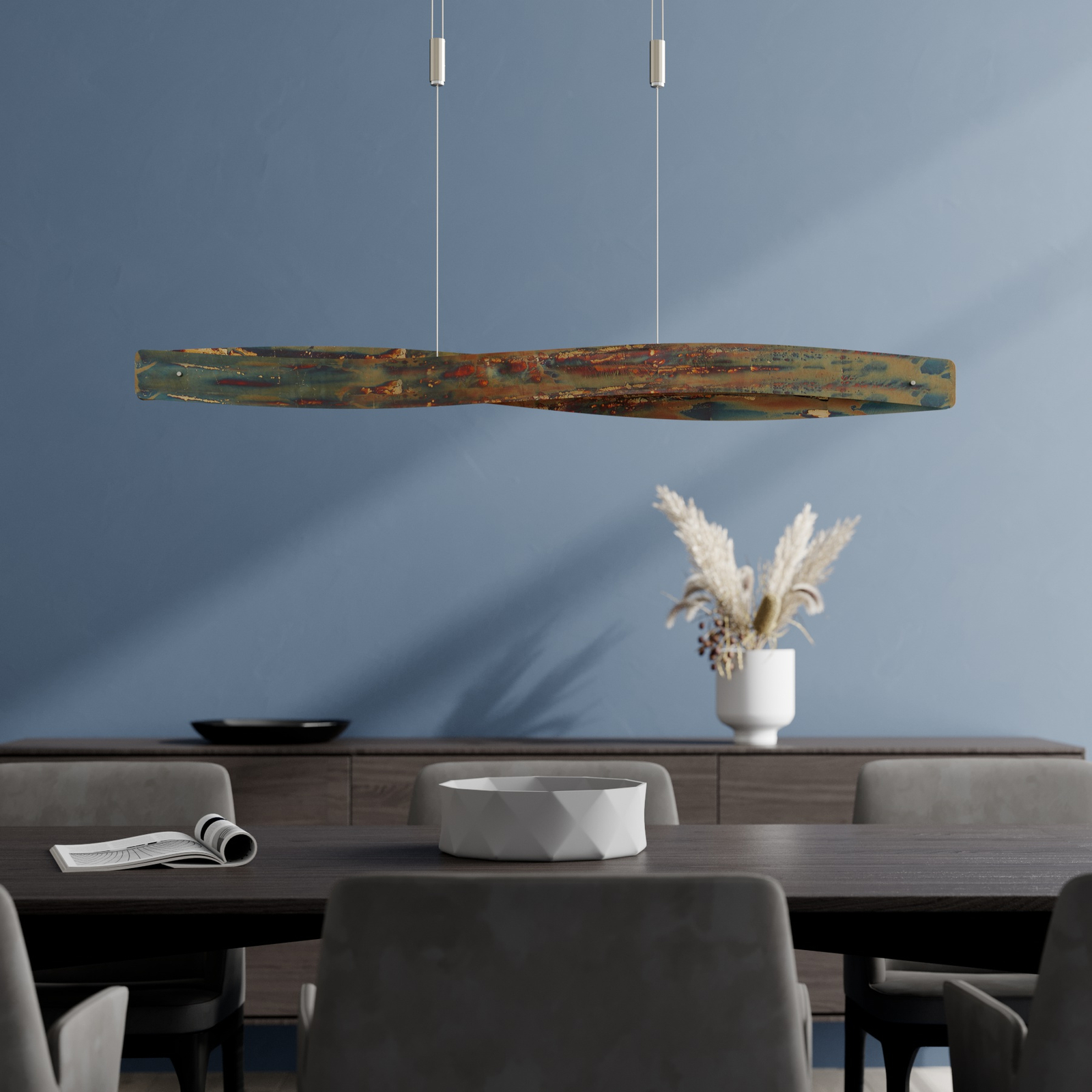 Lian LED pendant light with oxidised surface