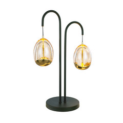Golden Egg lámpara de mesa negro/ámbar 45 cm 2 luces metal/vidrio