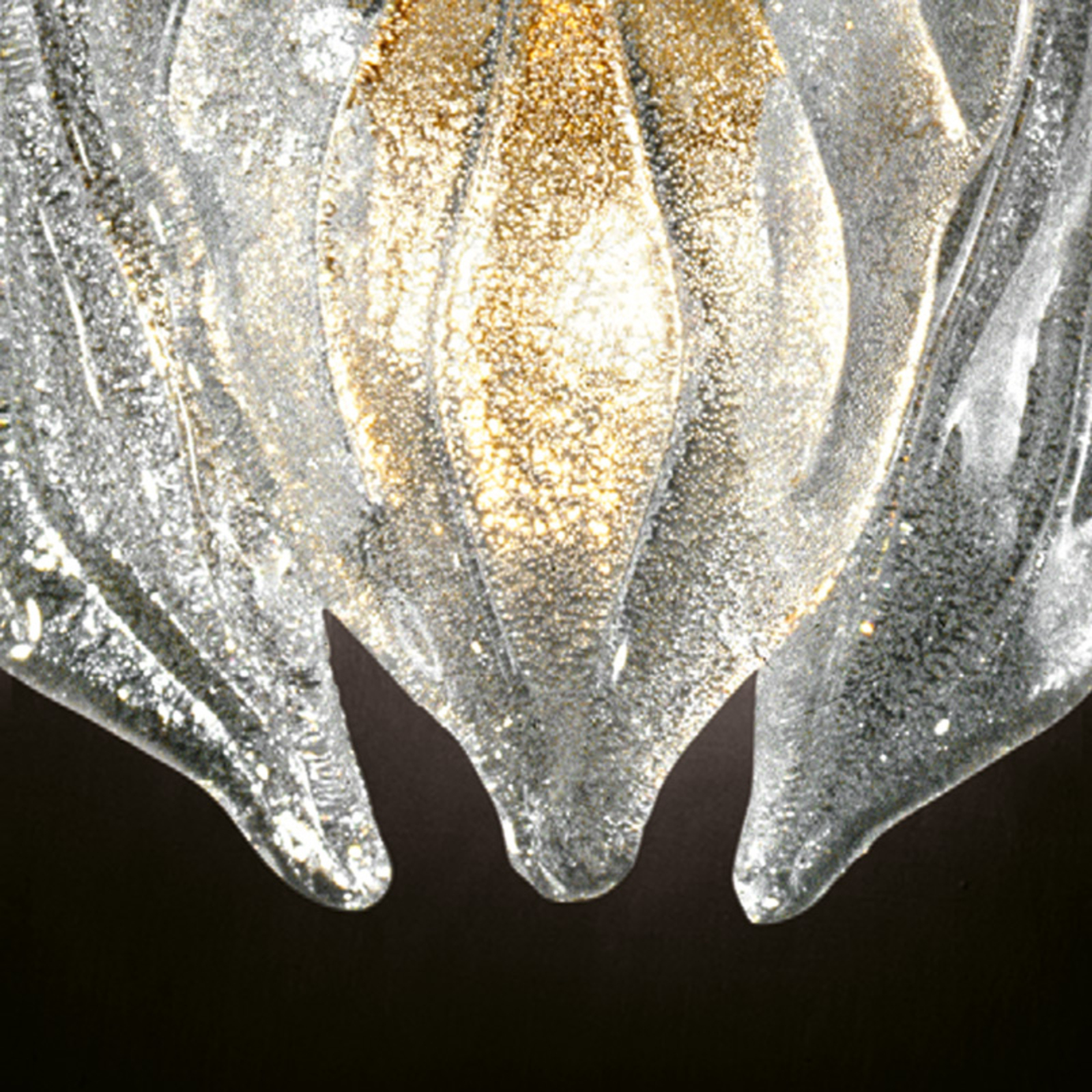 Glass-vegglampe Foglie av Murano-glass