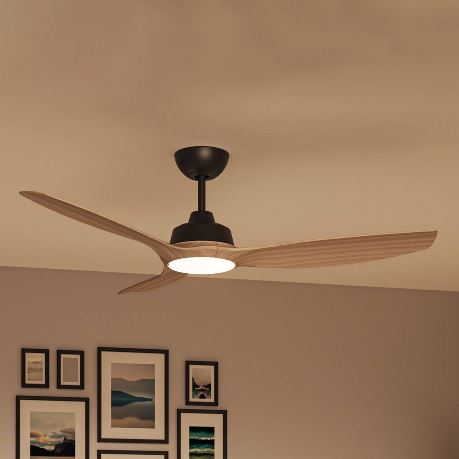 Philips LED-ventilator Olas, Ø 132 cm, brun/sort, CCT