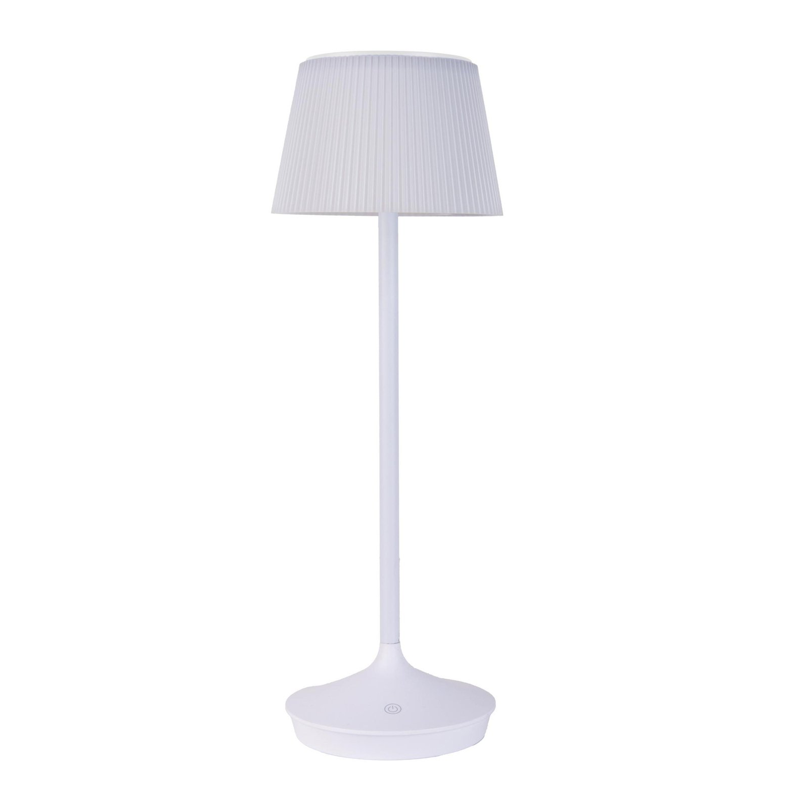 LED-solcelle-bordlampe Emmi CCT oppladbar, hvit