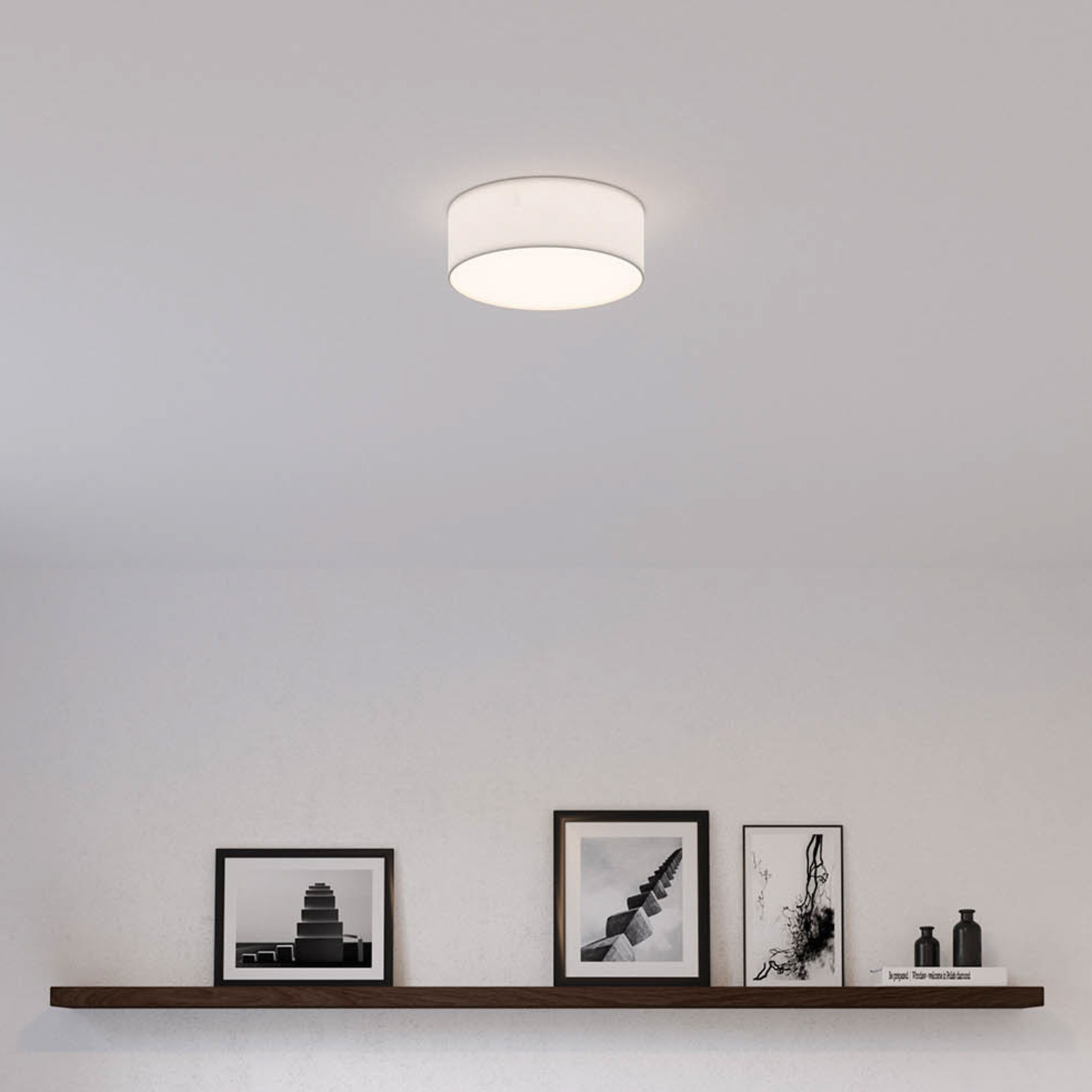 Loftslampe Ceiling Dream, Ø 30 cm, tekstil, hvid