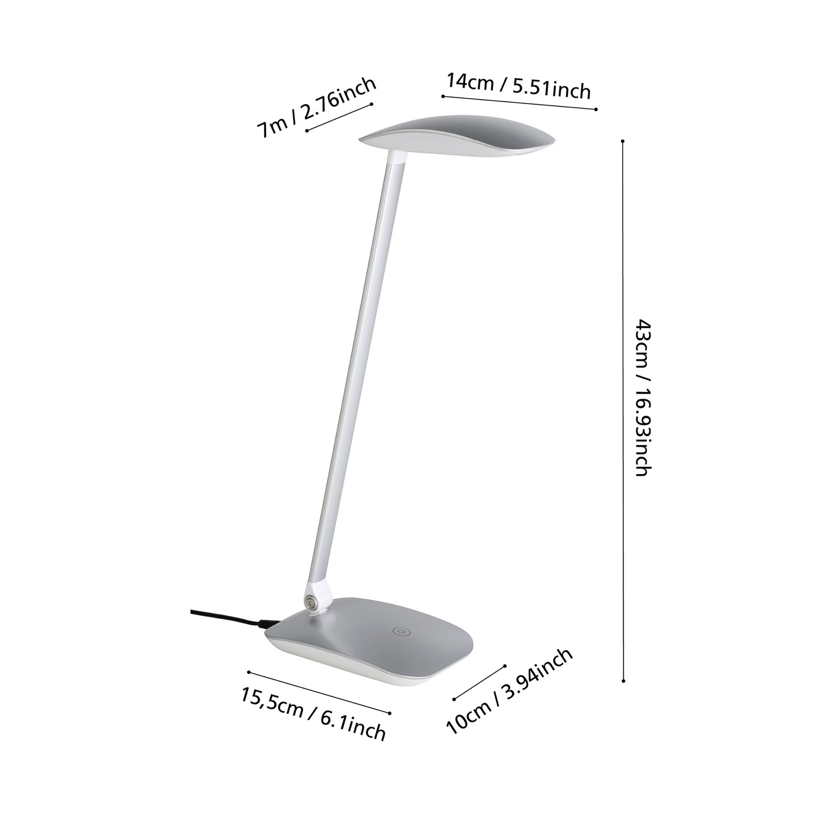 Srebrna lampka biurkowa LED Cajero ze ściemniaczem Srebrna lampka biurkowa LED Cajero ze ściemniaczem