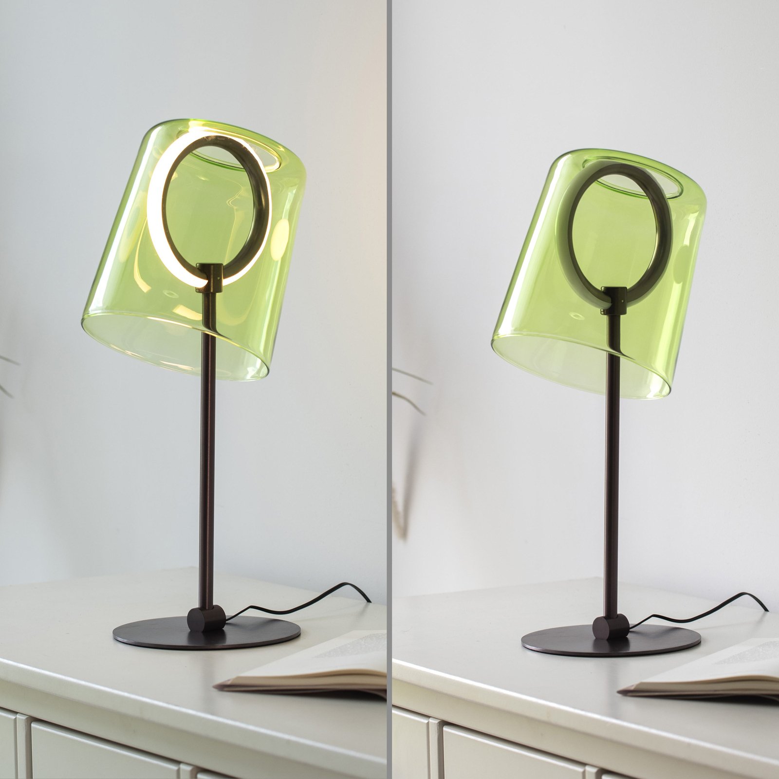 Paul Neuhaus Lámpara de mesa LED Zula, verde, altura 42 cm