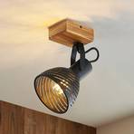 Lindby Raniso spotlight med träelement, 1 lampa
