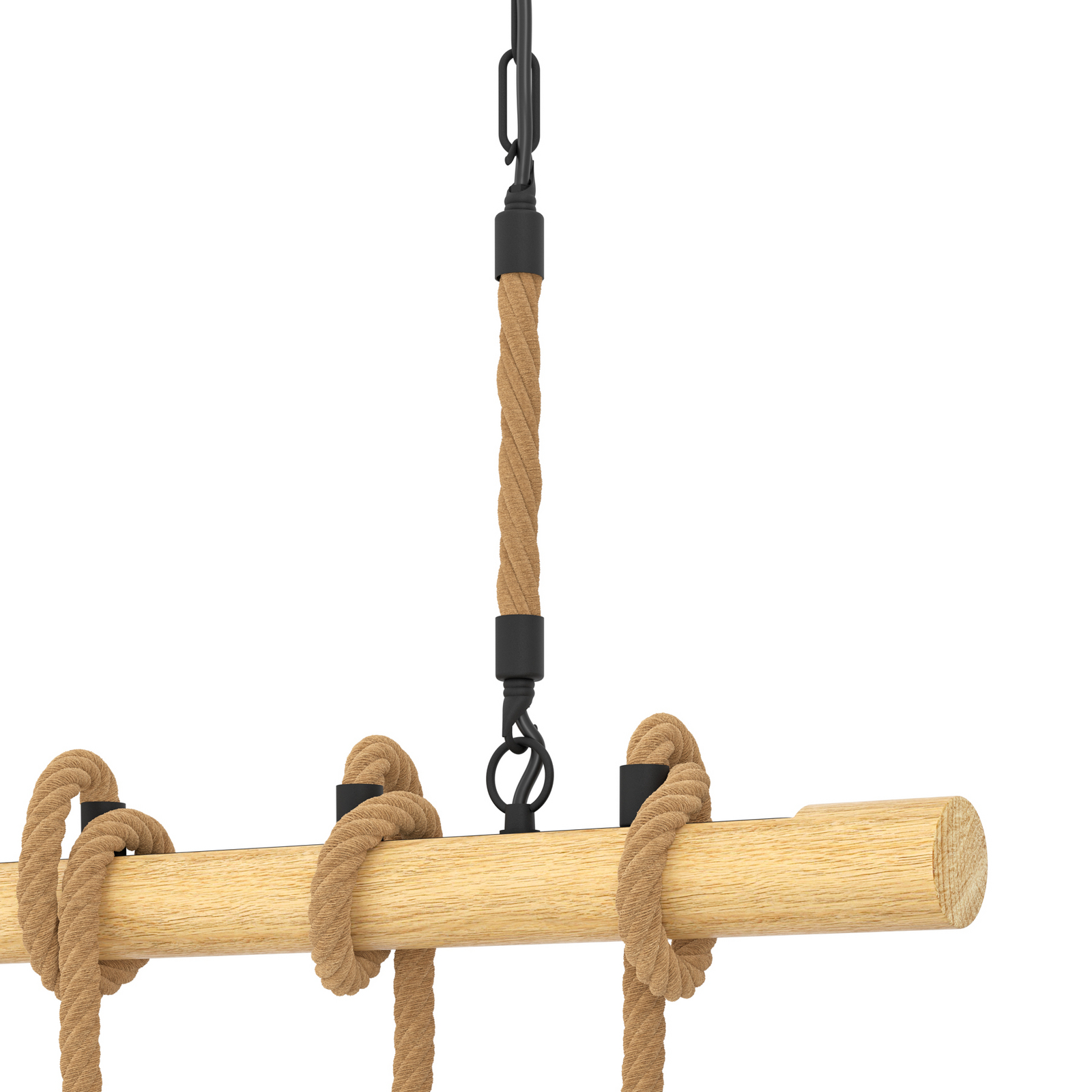 Youngstown hanglamp, lengte 70 cm, zwart/bruin, 4-lamps.