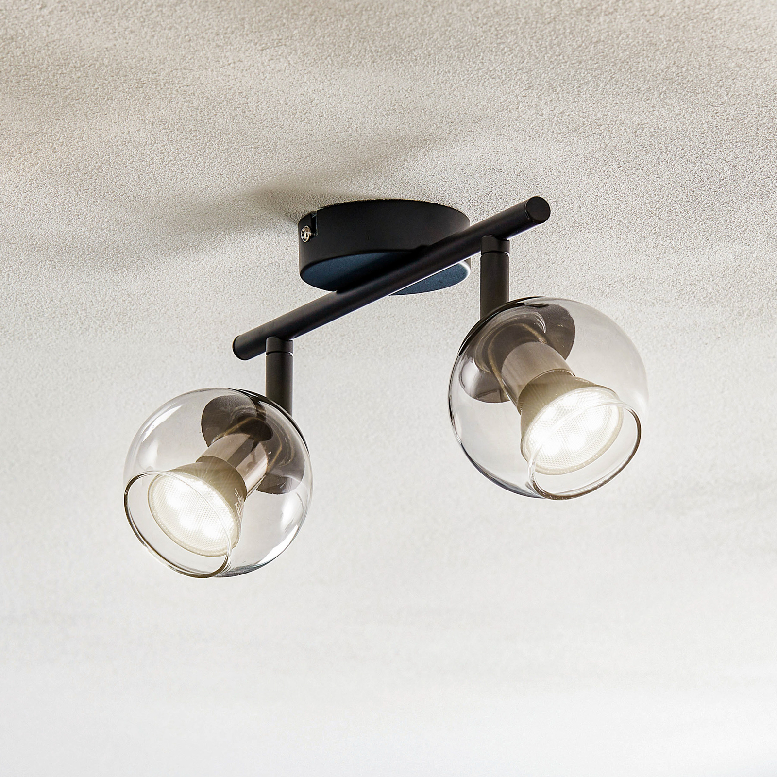 Lindby Samika spotlight, 2-bulb, 27.4 cm, glass