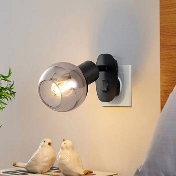 Lindby Lioma stickkontaktlampa, vippbar, svartvit