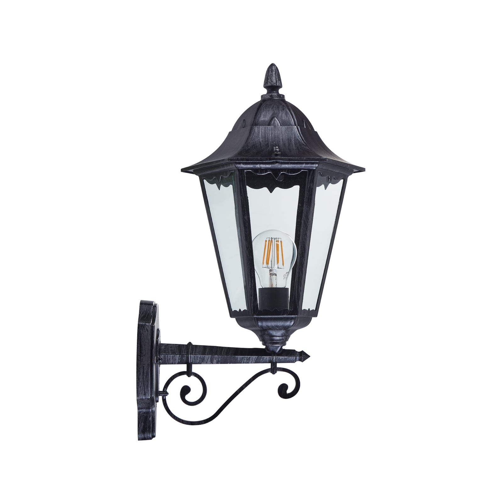 Außenwandlampe Navedo, schwarz/silber, Höhe 47 cm, aufwärts