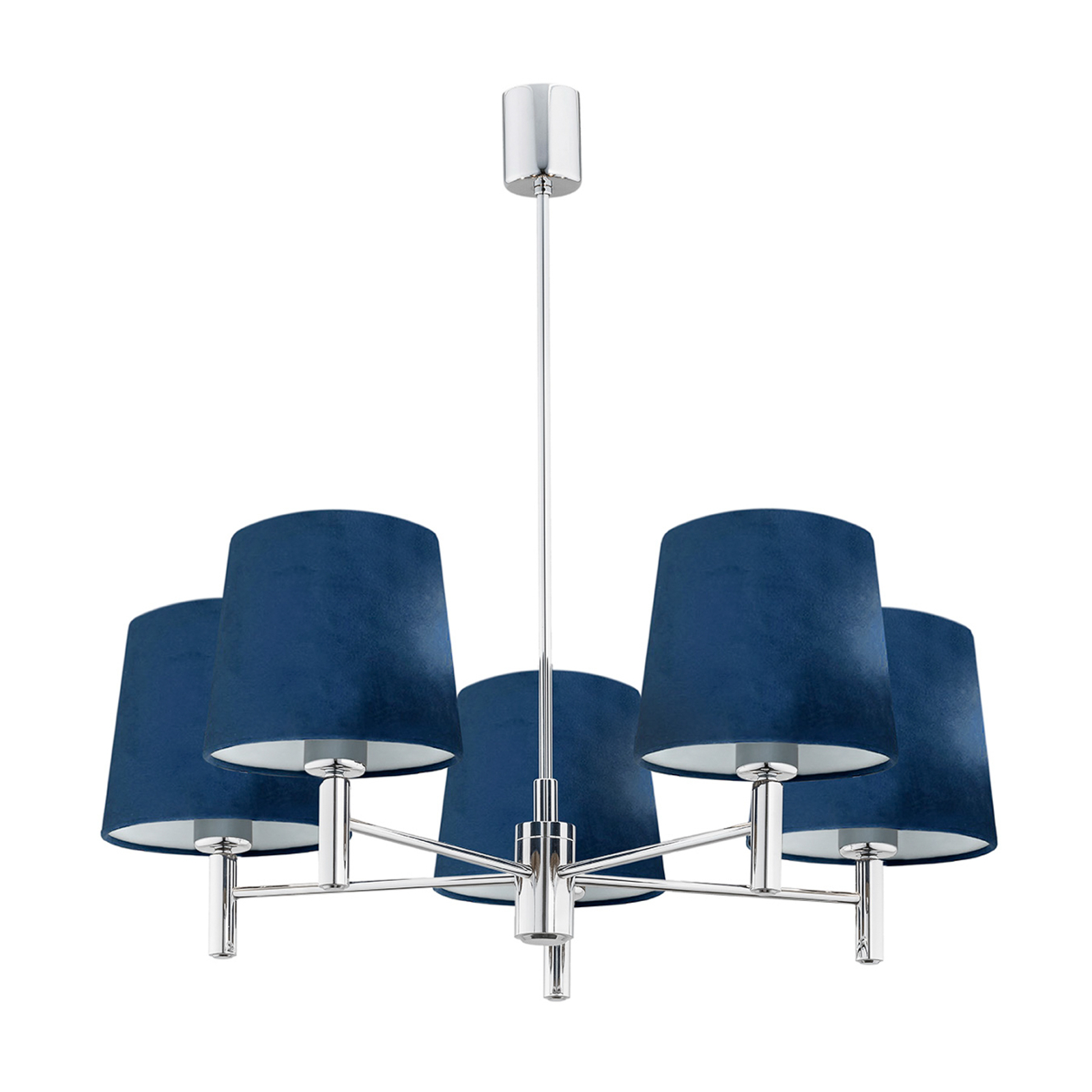 Hanglamp Bono, 5-lamps, chroom/blauw