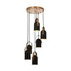 Pendant light Esra, black, Ø 40 cm, metal, 6-bulb