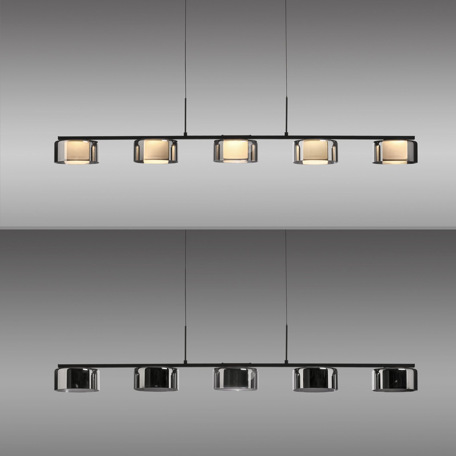 Paul Neuhaus Candeeiro suspenso LED Rika, preto, comprimento 119 cm