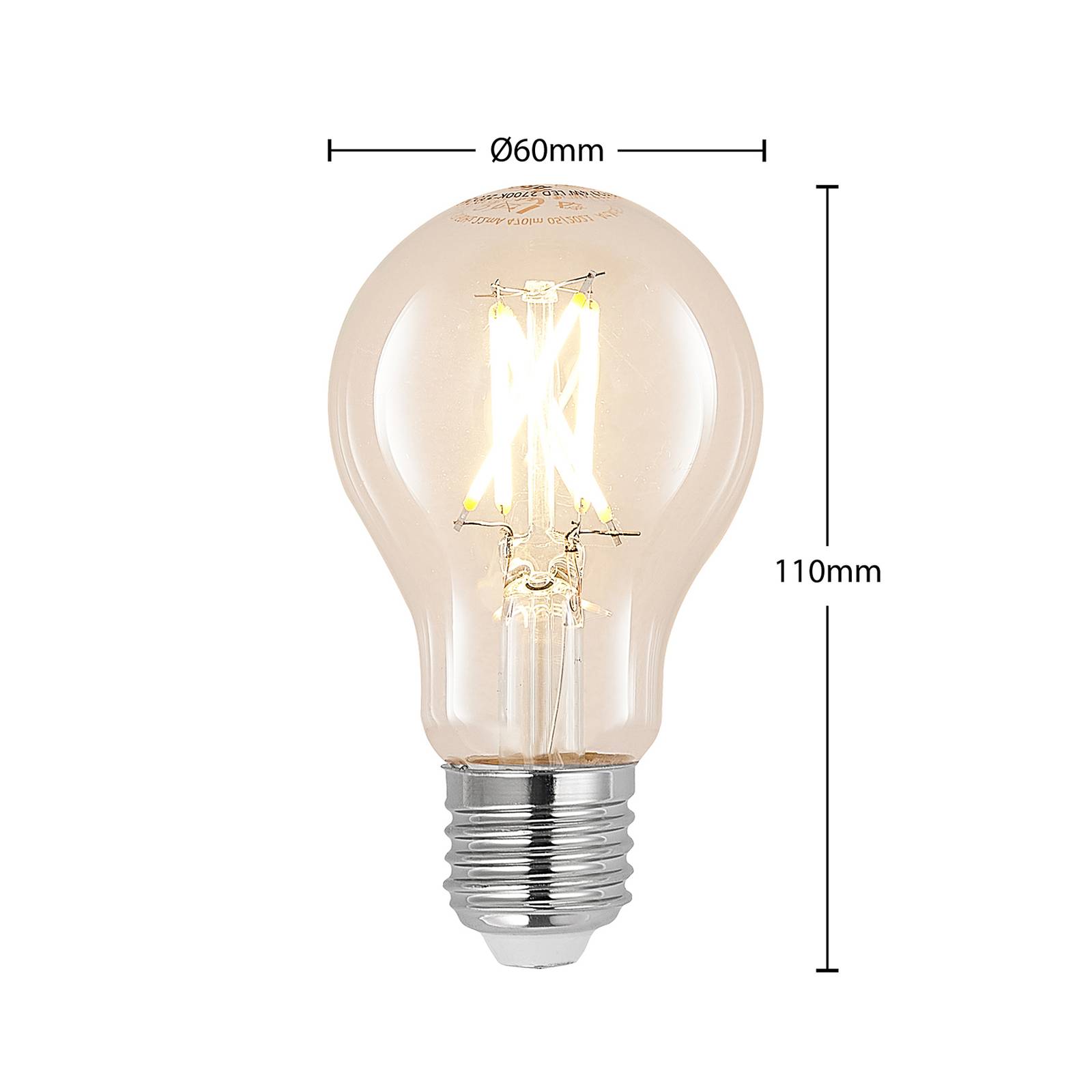 E27 LED-pære 8 W 2.700 K filament kan dæmpes klar